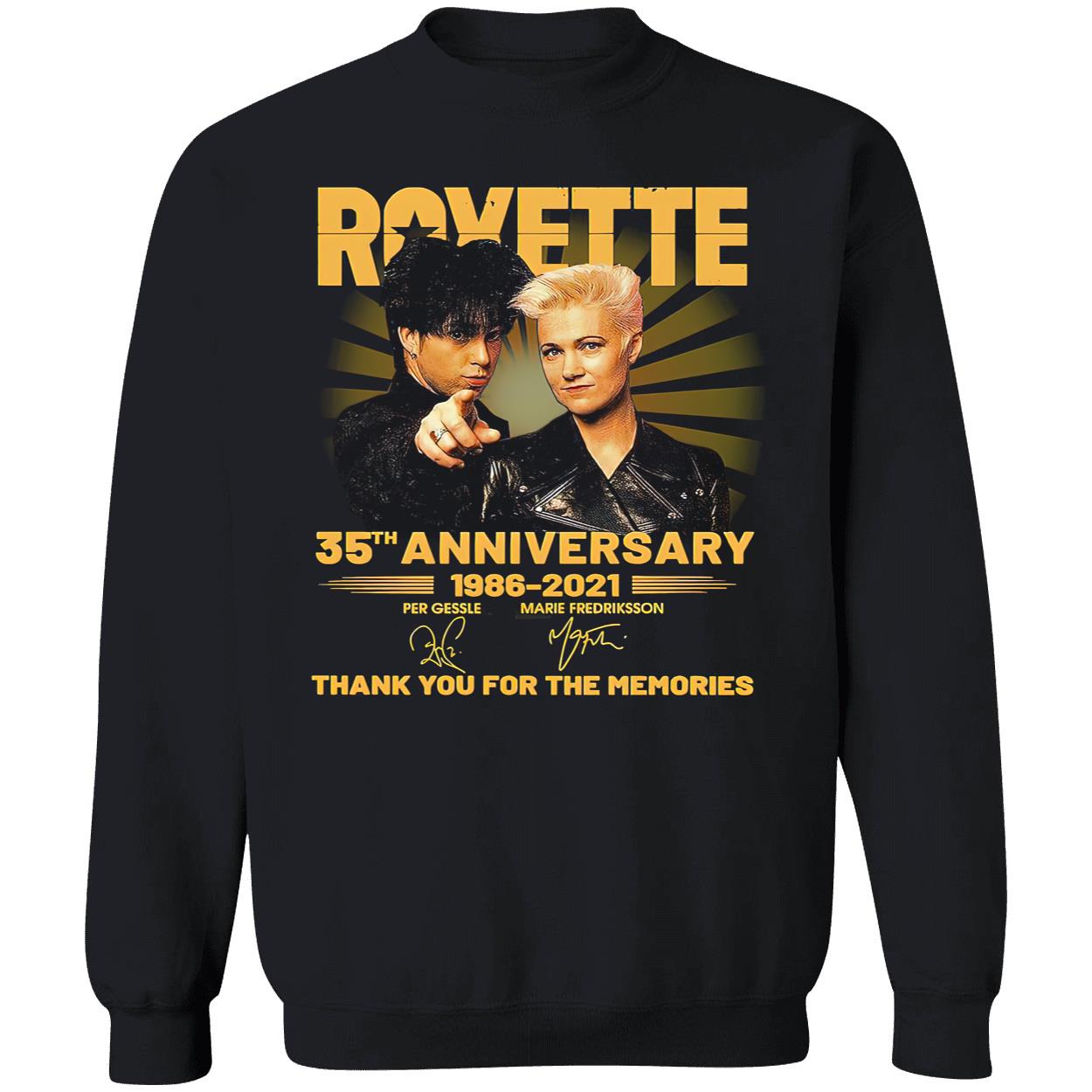 Roxette 35Th Anniversary 1986-2021 Thank You For The Memories Signature Shirt Roxette 35Th Anniversary 1986-2021 Thank You For The Memories Signature Shirt