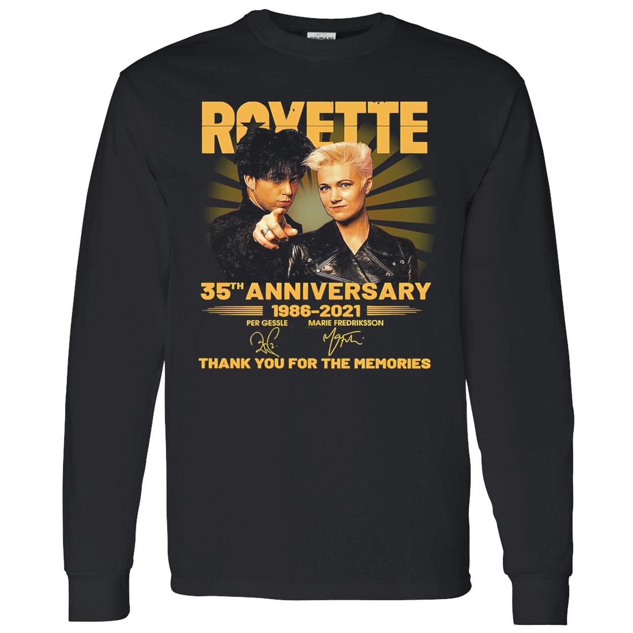 Roxette 35Th Anniversary 1986-2021 Thank You For The Memories Signature Shirt Roxette 35Th Anniversary 1986-2021 Thank You For The Memories Signature Shirt