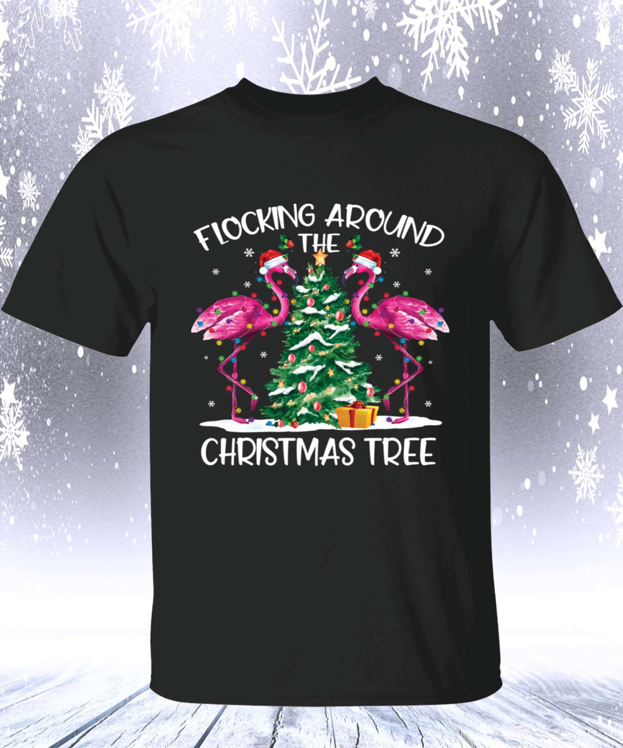 Flocking Around The Flamingo Christmas Tree Shirt Flocking Around The Flamingo Christmas Tree Shirt