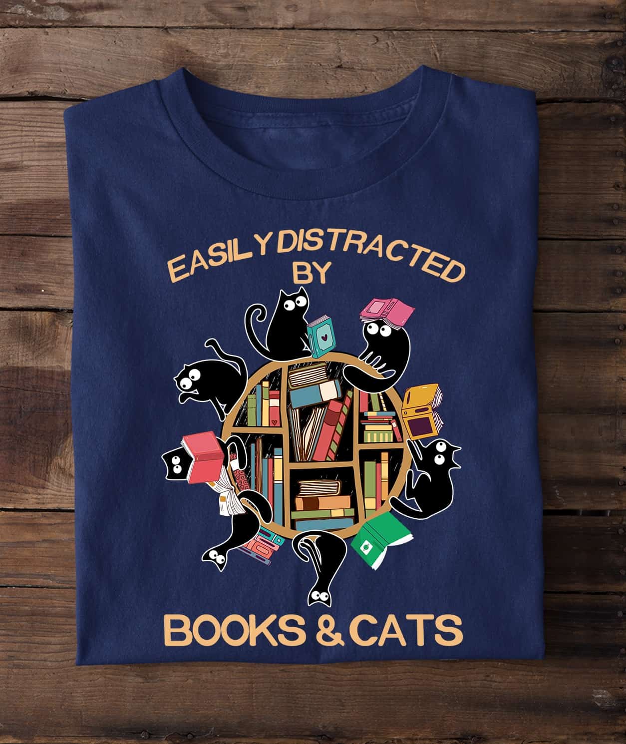 Easily Distracted By Books And Cats Shirt Easily Distracted By Books And Cats Shirt