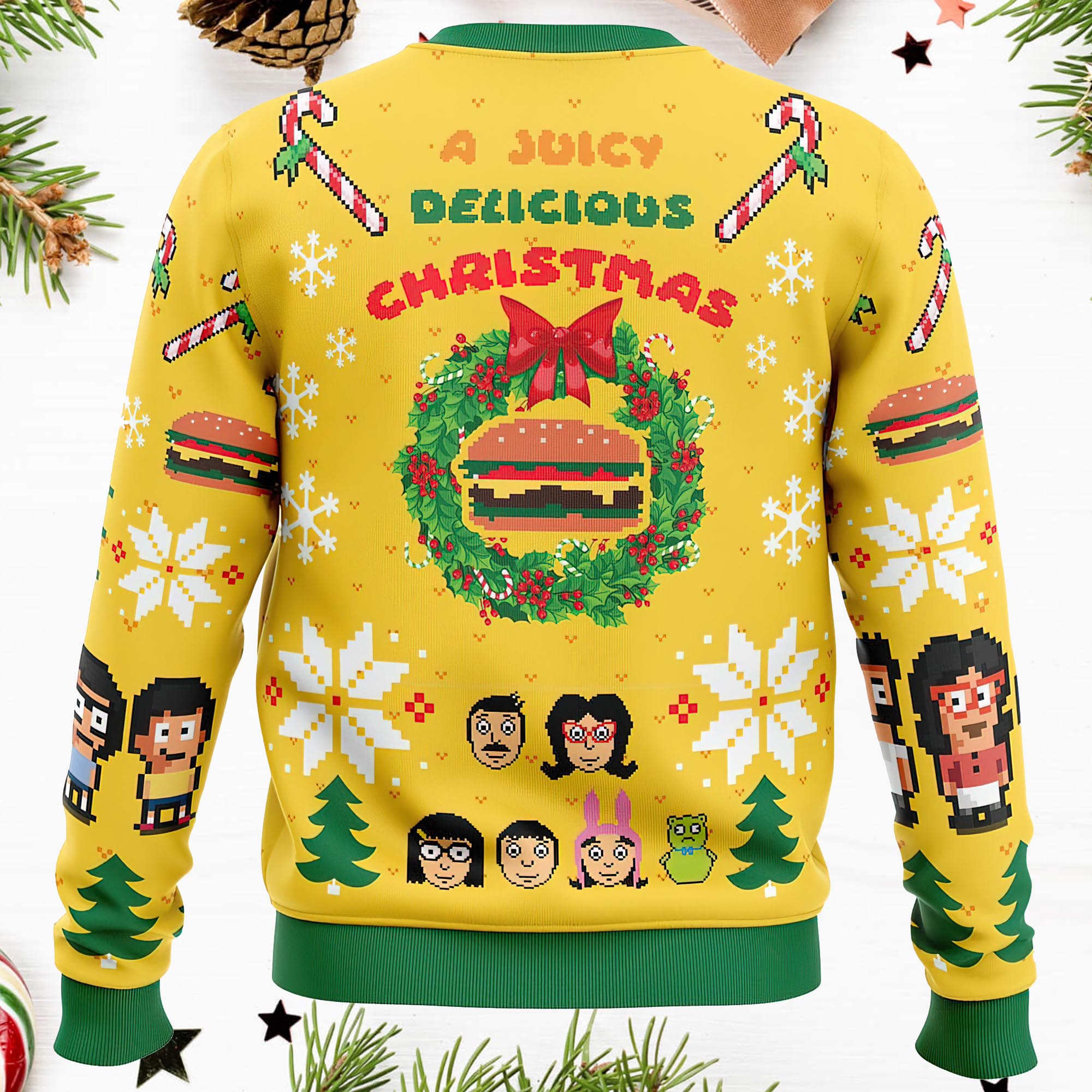 A Juicy Delicious Christmas Bobs Burgers Ugly Christmas Sweater A Juicy Delicious Christmas Bobs Burgers Ugly Christmas Sweater