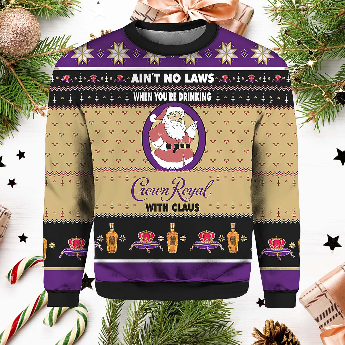 Santa Aint No Law When You’Re Drinking Crown Royal Christmas Sweater Santa Aint No Law When You’Re Drinking Crown Royal Christmas Sweater
