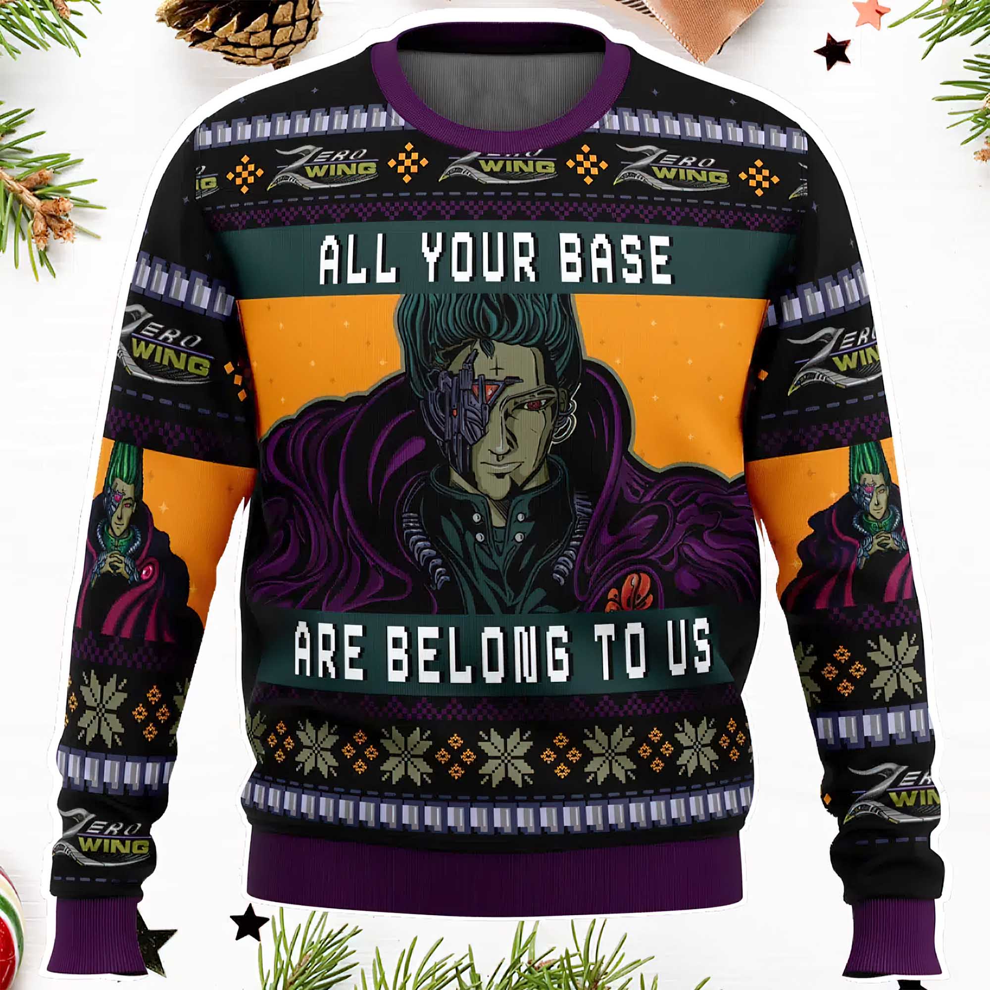 All Your Base Are Belong To Us Zero Wing Ugly Christmas Sweater