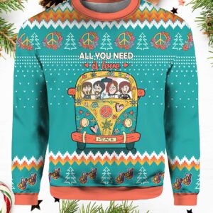 All you need is love hippie peace Christmas sweater.jpg