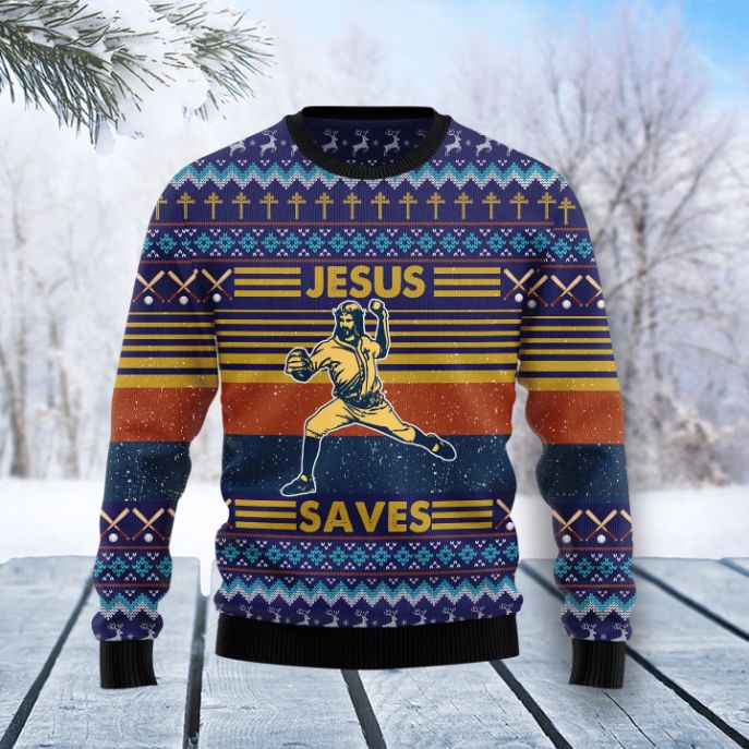 Jesus Saves Baseball Sweater Jesus Saves Baseball Sweater