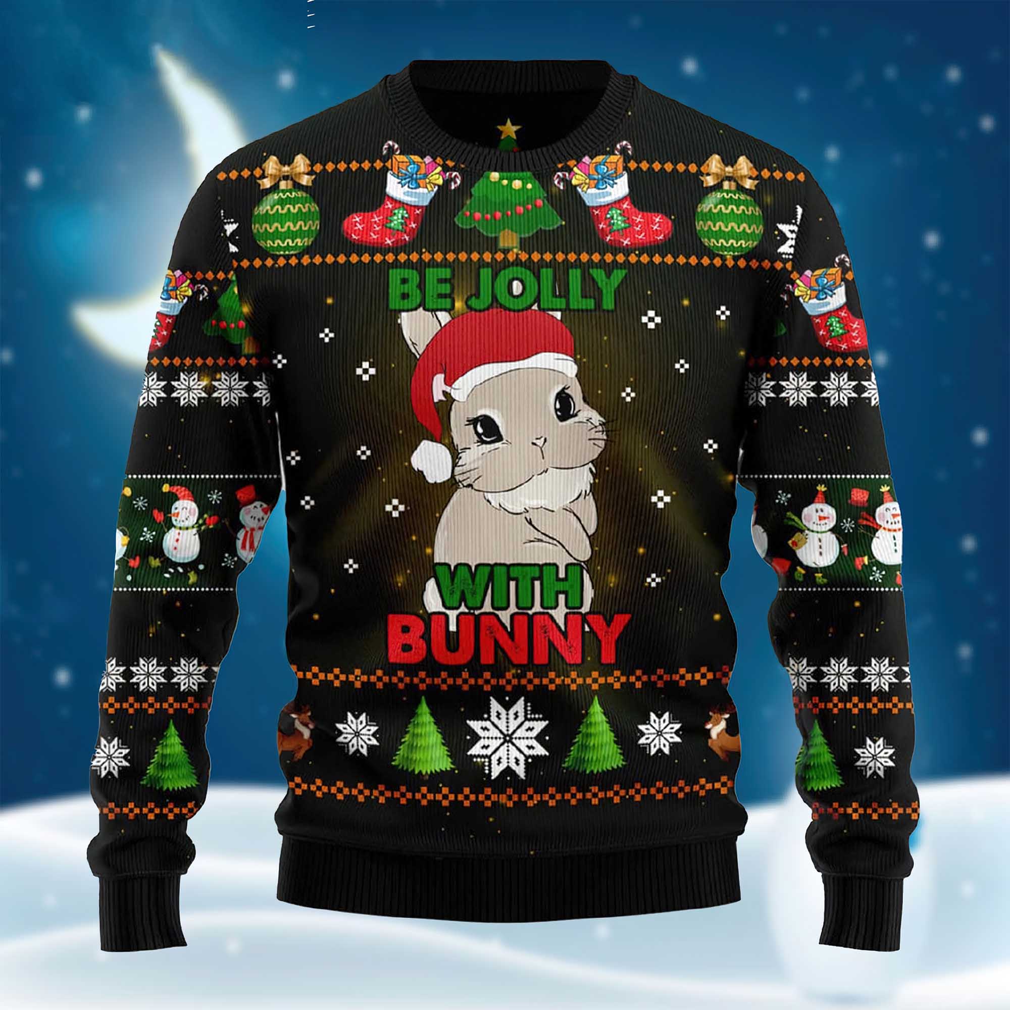 Be Jolly With Bunny Ugly Christmas Sweater