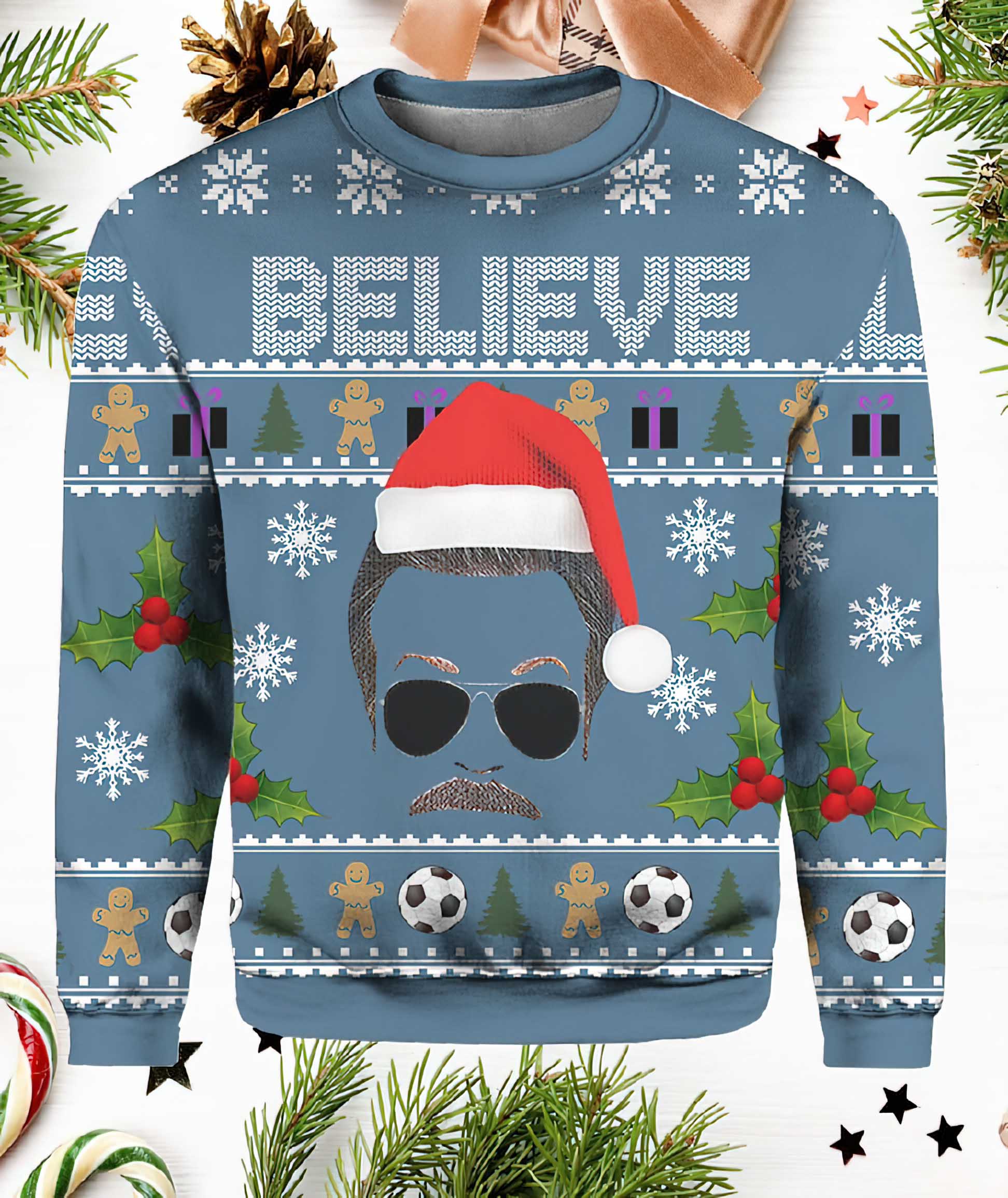 Believe Ted Lasso Ugly Christmas Sweater Believe Ted Lasso Ugly Christmas Sweater