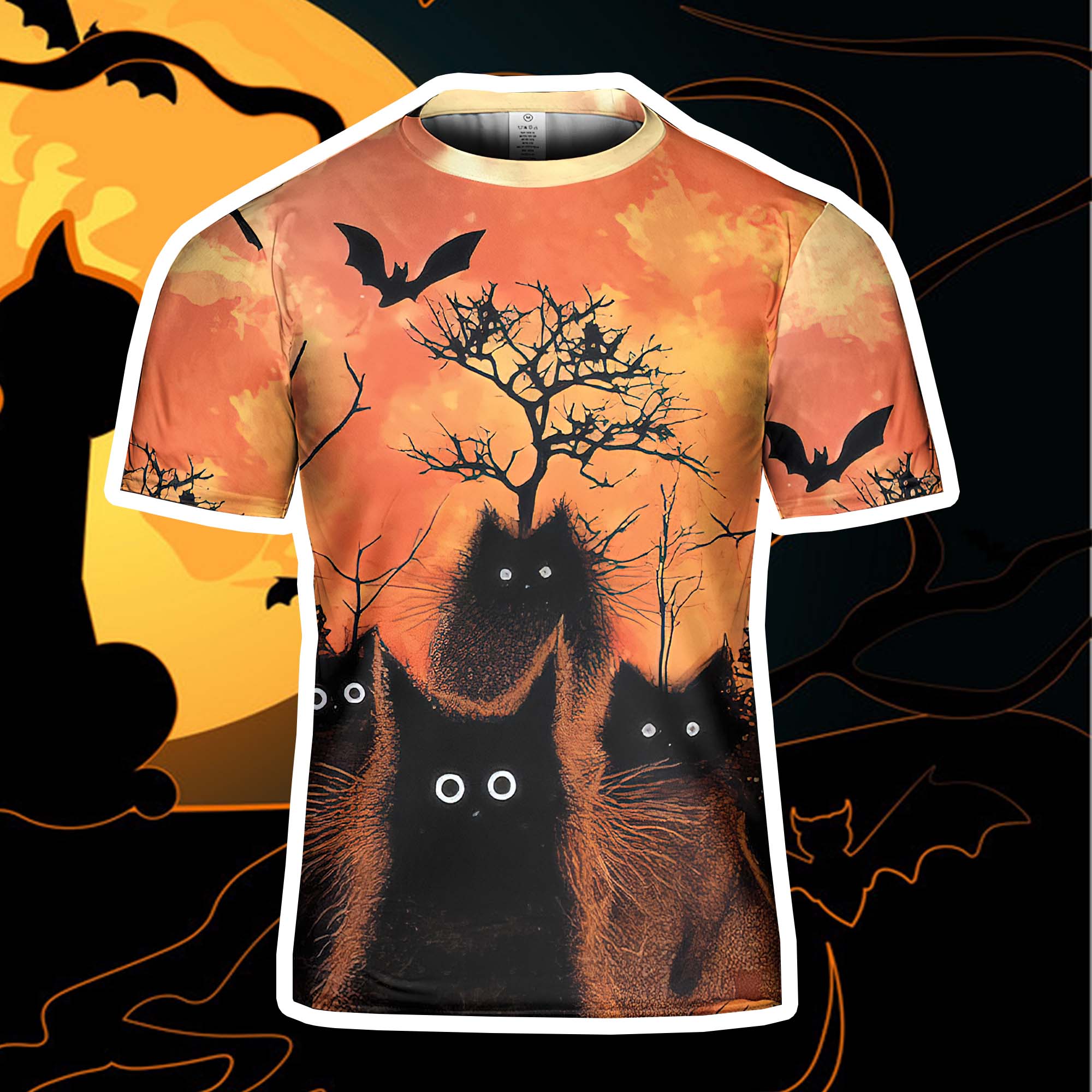 Black Cat Halloween All Over Print Shirt Black Cat Halloween All Over Print Shirt