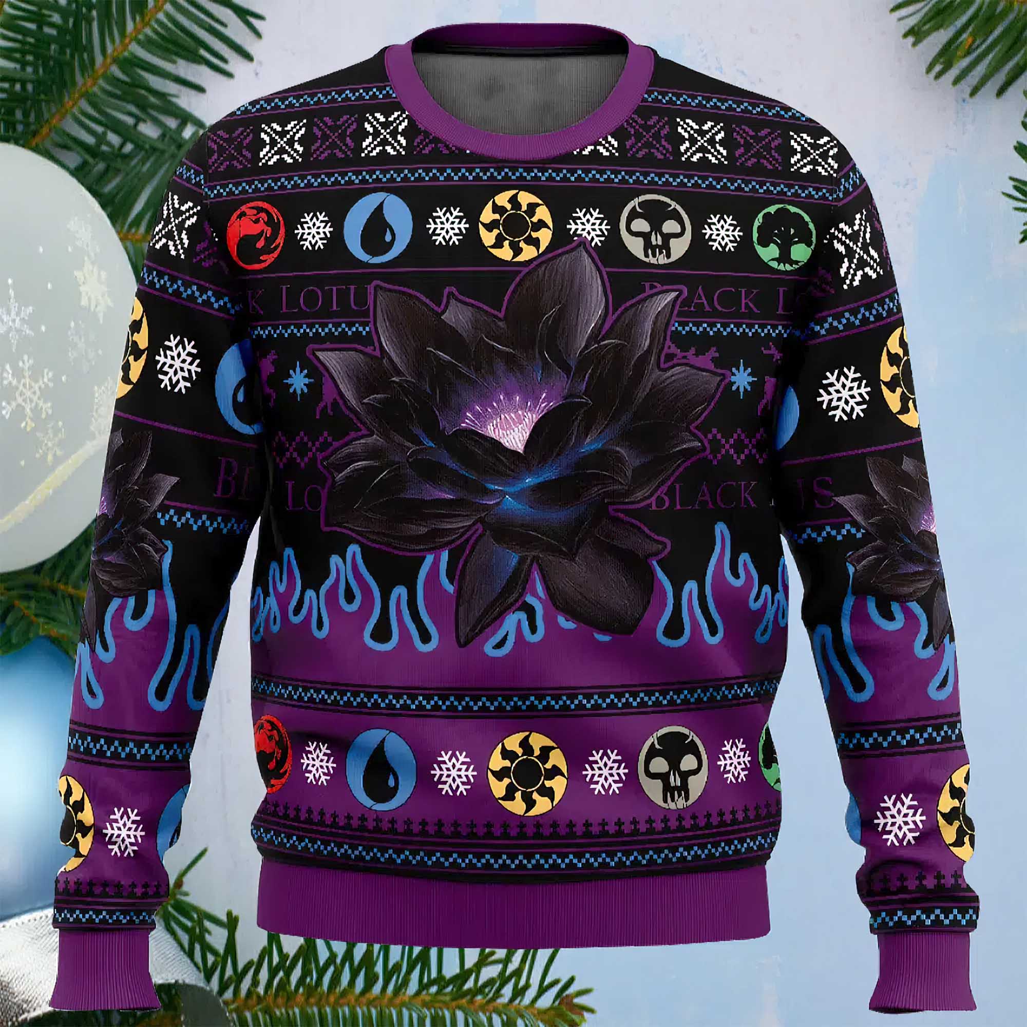 Black Lotus Magic Ugly Christmas Sweater Black Lotus Magic Ugly Christmas Sweater