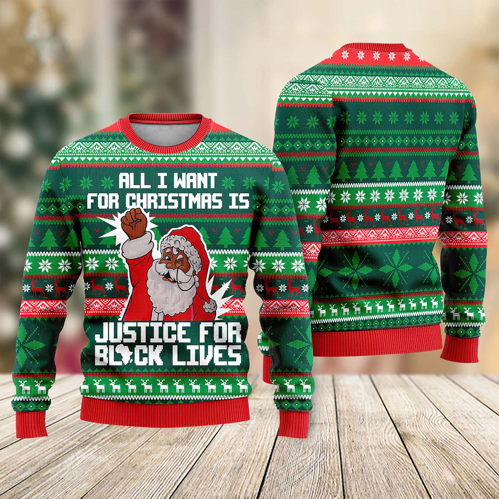 Black Santa Ugly Christmas Sweater