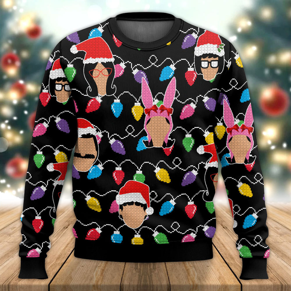 Bob’S Burgers Christmas Hats Holiday Christmas Leds Ugly Sweater Bob’S Burgers Christmas Hats Holiday Christmas Leds Ugly Sweater