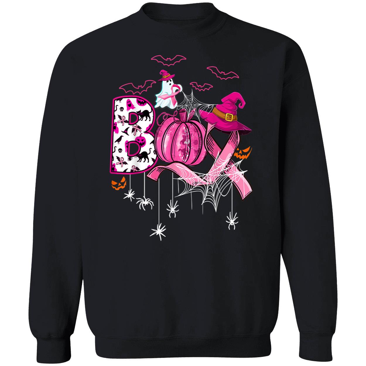 Boo Halloween Pumpkin Pink Ribbon Witch Breast Cancer Shirt Boo Halloween Pumpkin Pink Ribbon Witch Breast Cancer Shirt