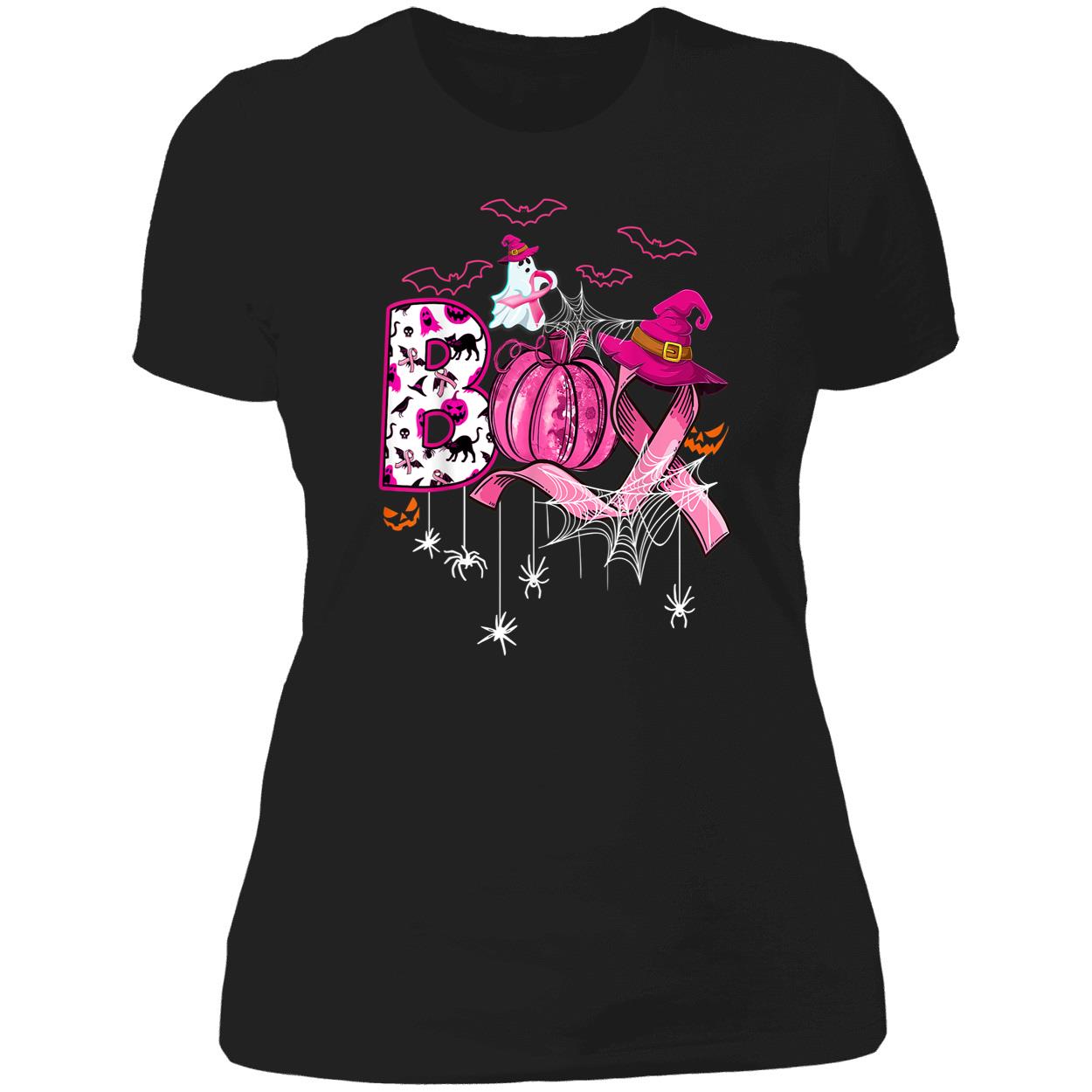 Boo Halloween Pumpkin Pink Ribbon Witch Breast Cancer Shirt Boo Halloween Pumpkin Pink Ribbon Witch Breast Cancer Shirt