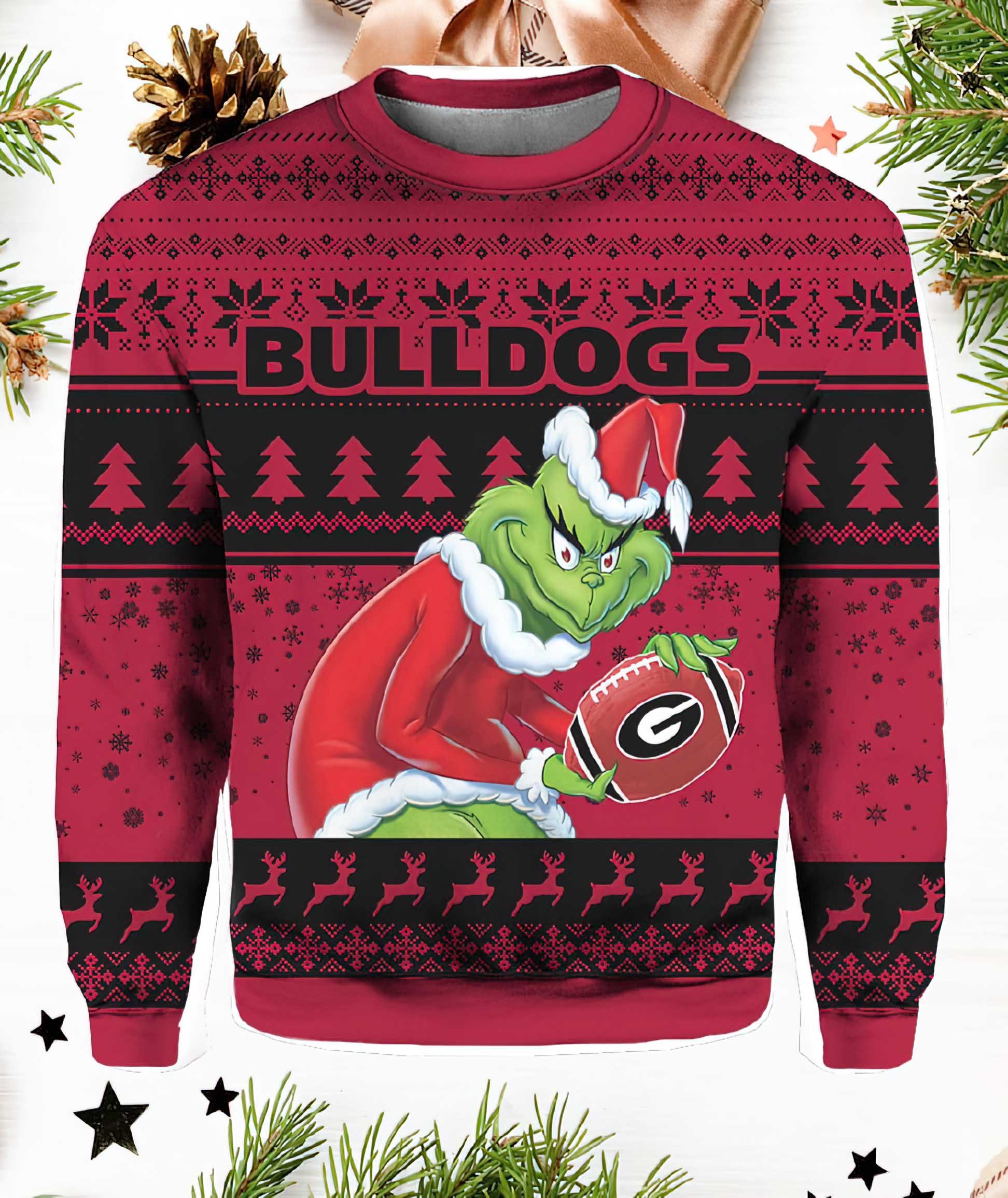 Bulldogs Grnch Ugly Christmas Sweater Bulldogs Grnch Ugly Christmas Sweater