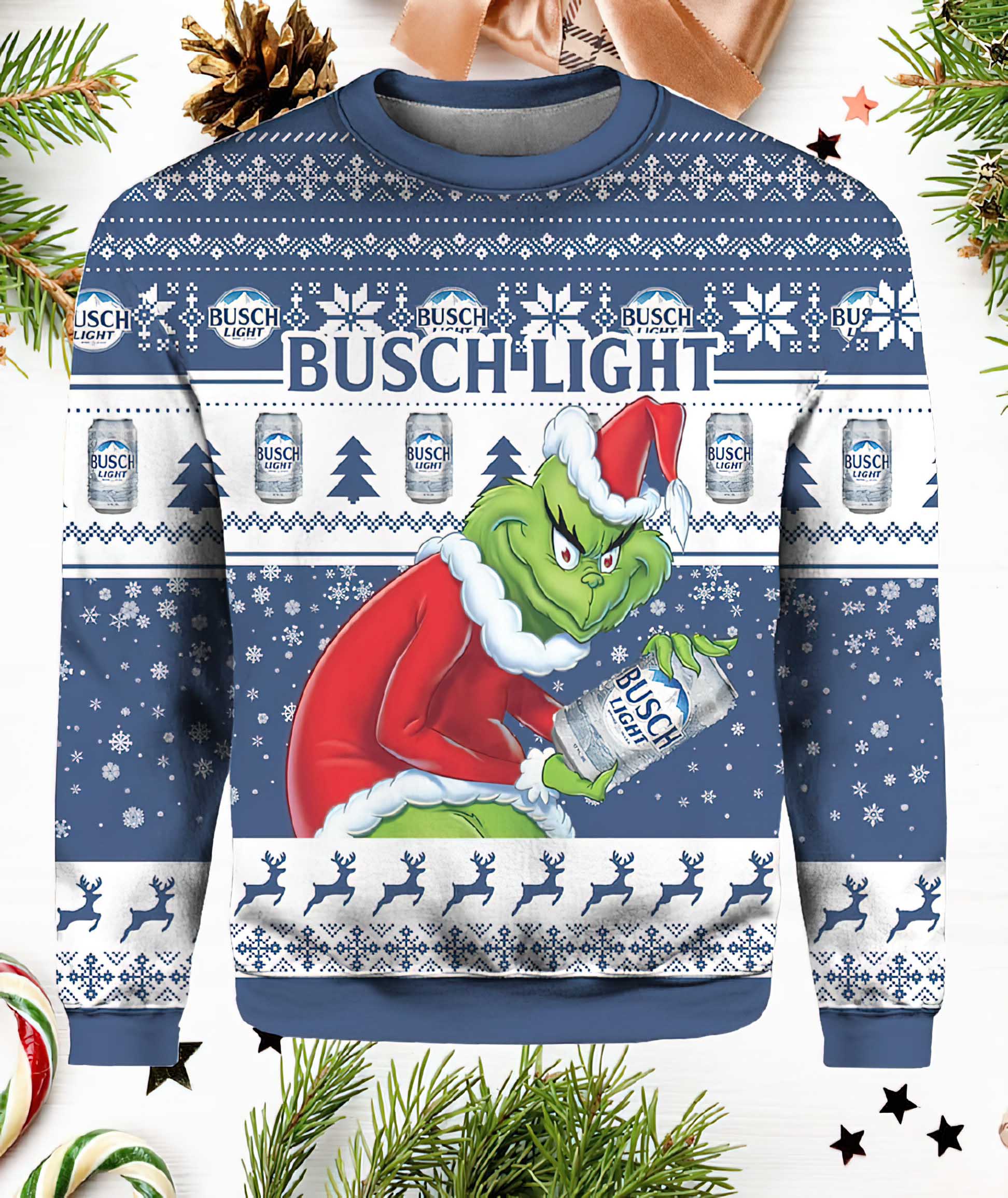 Busch Light Grnch Ugly Sweater Busch Light Grnch Ugly Sweater