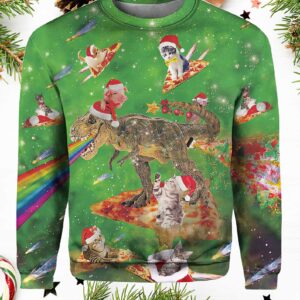 Cat And T rex Pizza Fest Ugly Christmas Sweater.jpg