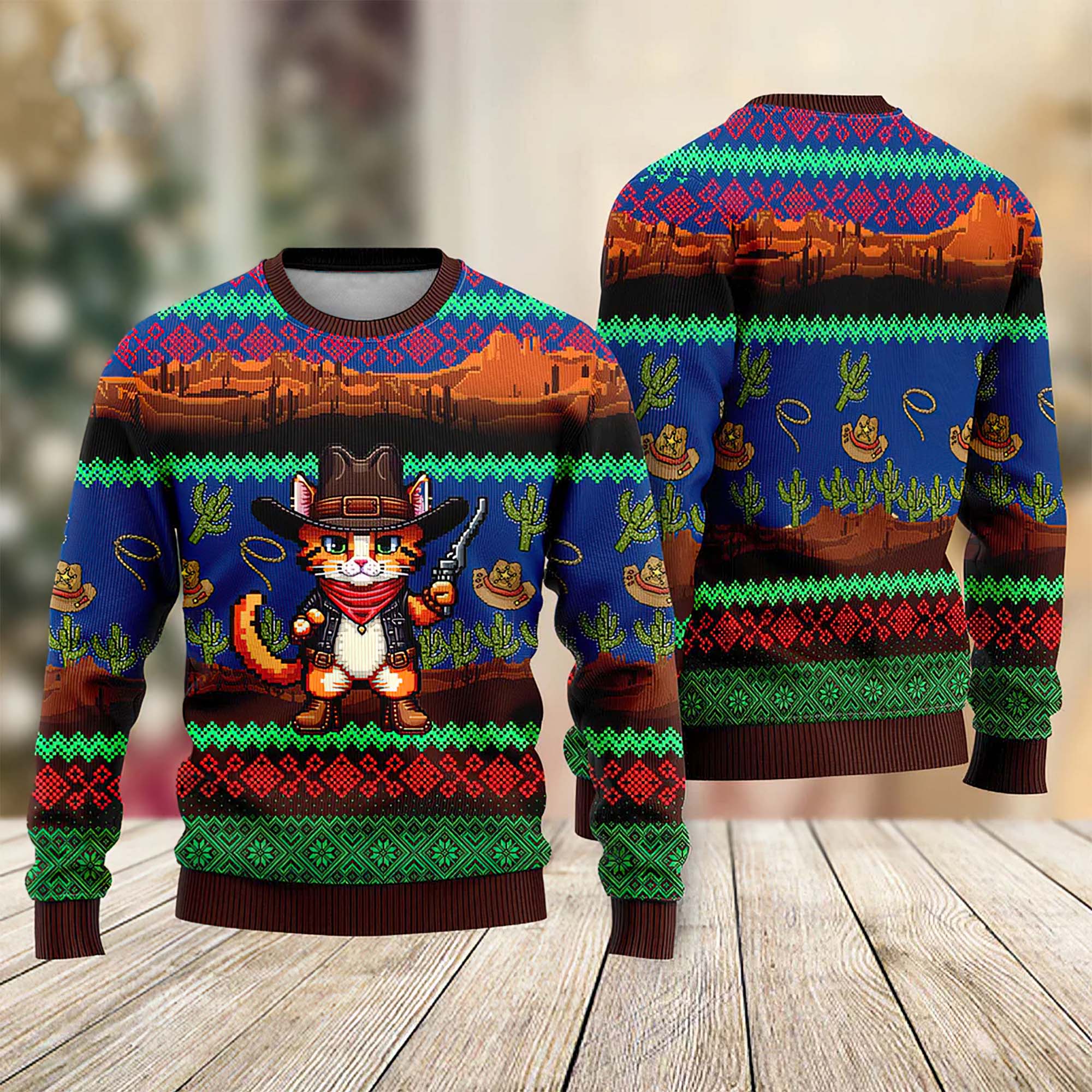 Cool Cat Cowboy Christmas Sweaters Cool Cat Cowboy Christmas Sweaters
