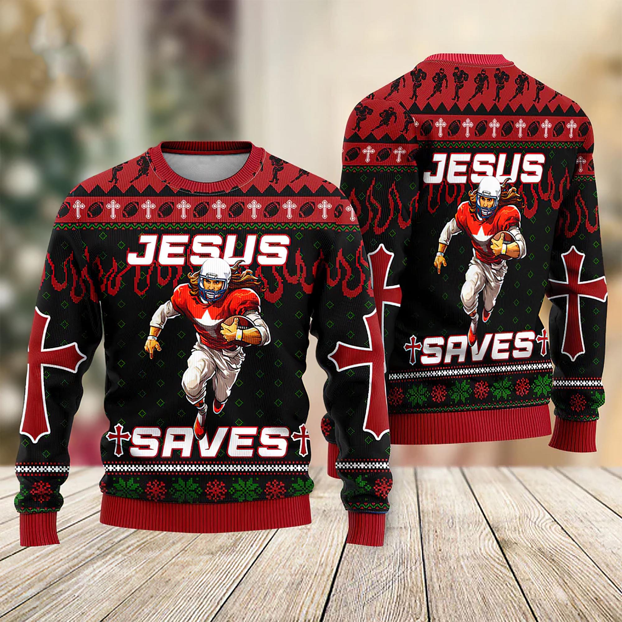 Cool Jesus American Football Team Red Christmas Sweater Cool Jesus American Football Team Red Christmas Sweater