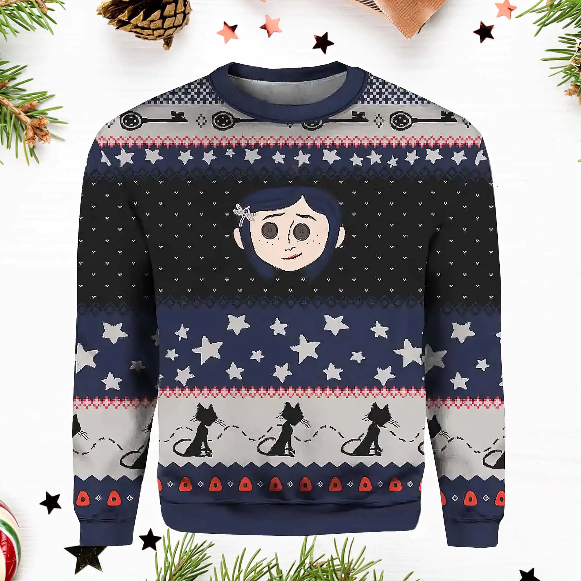 Coraline Icons Ugly Christmas Sweater