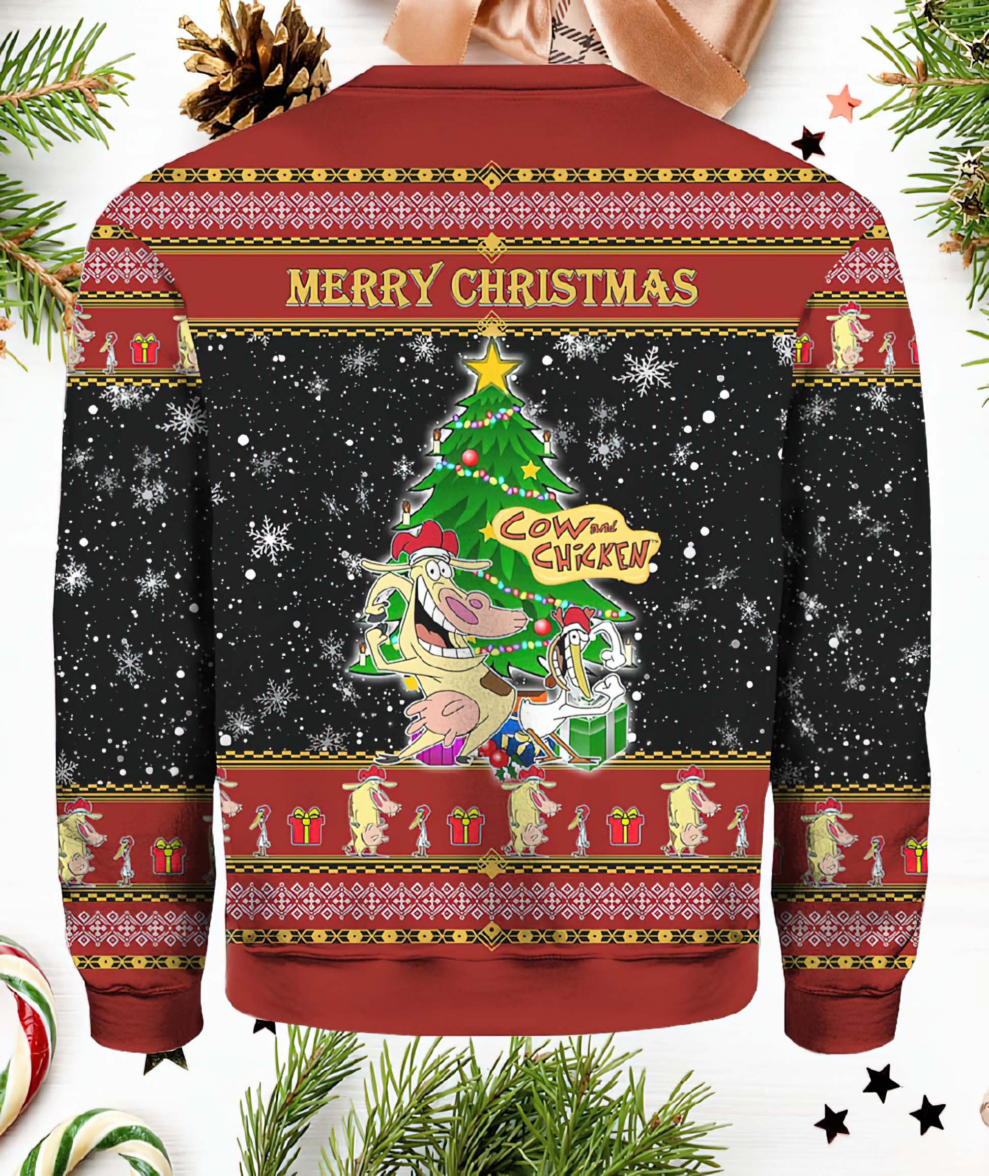 Cow And Chicken Christmas Sweater Cow And Chicken Christmas Sweater
