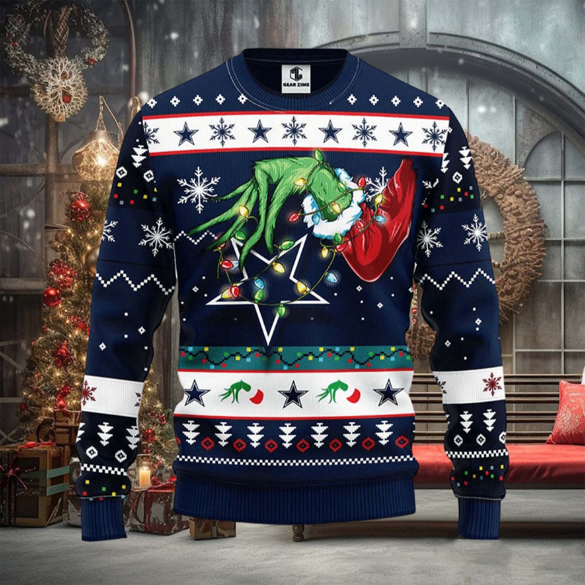 Cowboys Grinch Christmas Ugly Sweater Cowboys Grinch Christmas Ugly Sweater