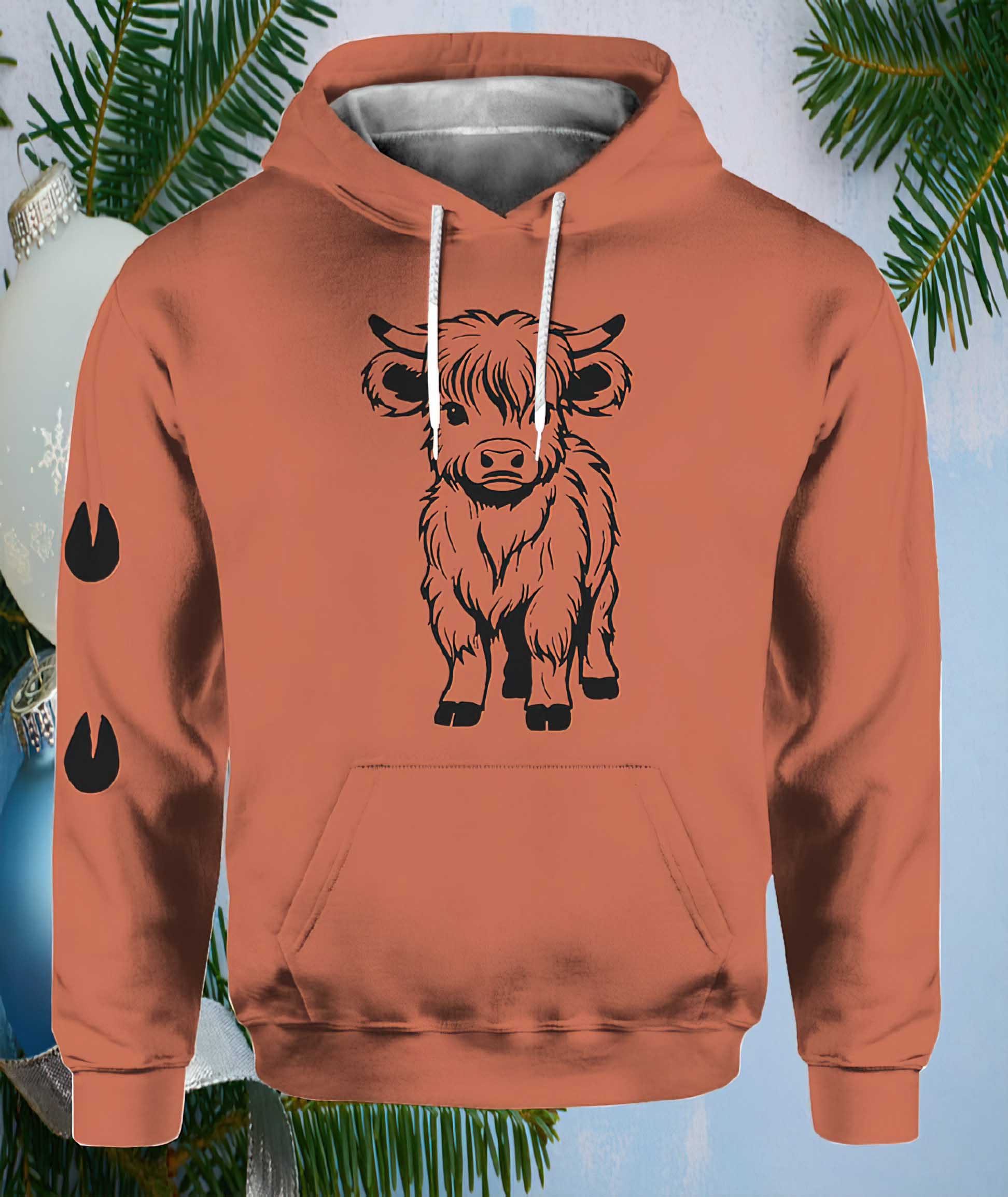 Cute Baby Highland Cow Casual Hoodie