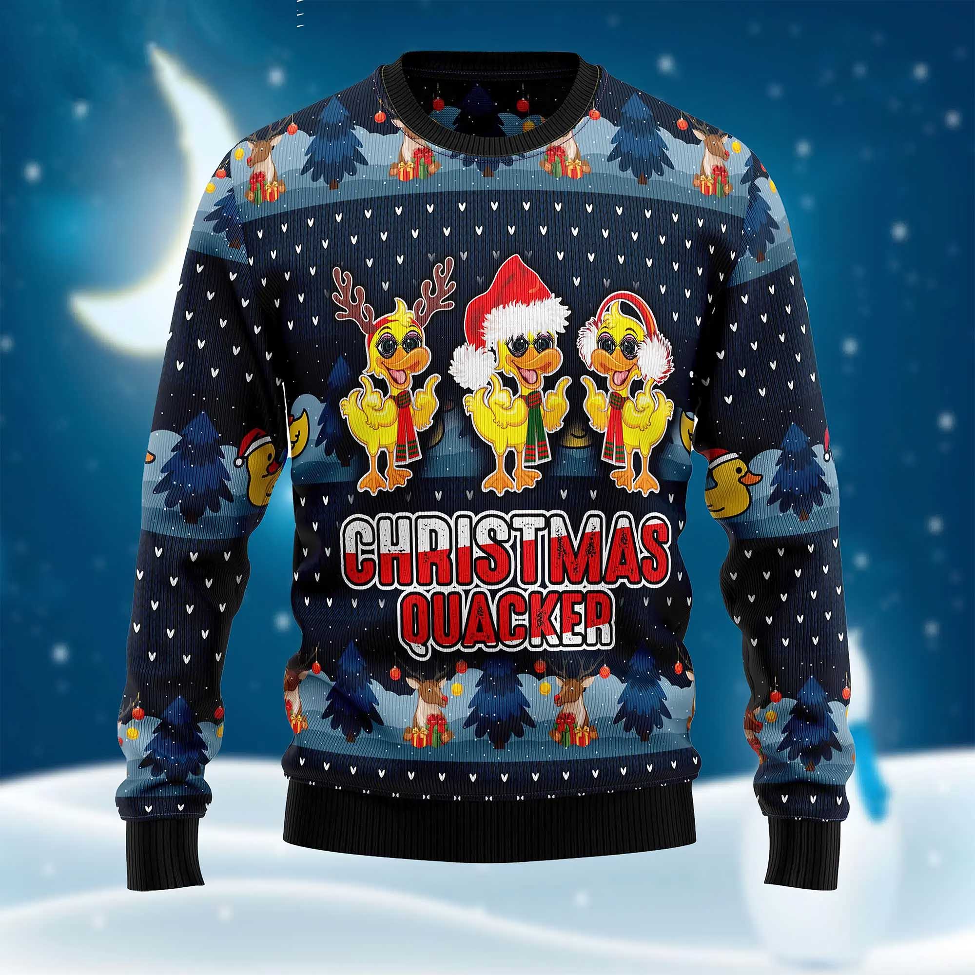 Cute Duck Quacker Ugly Christmas Sweater