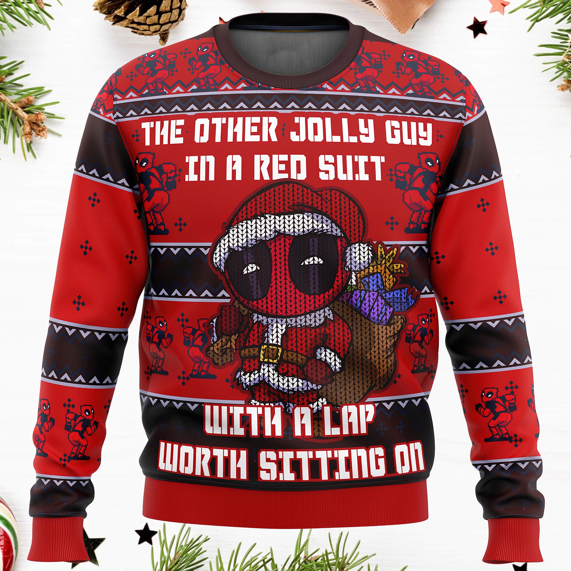 Deadpool Jolly Red Guy Ugly Christmas Sweater