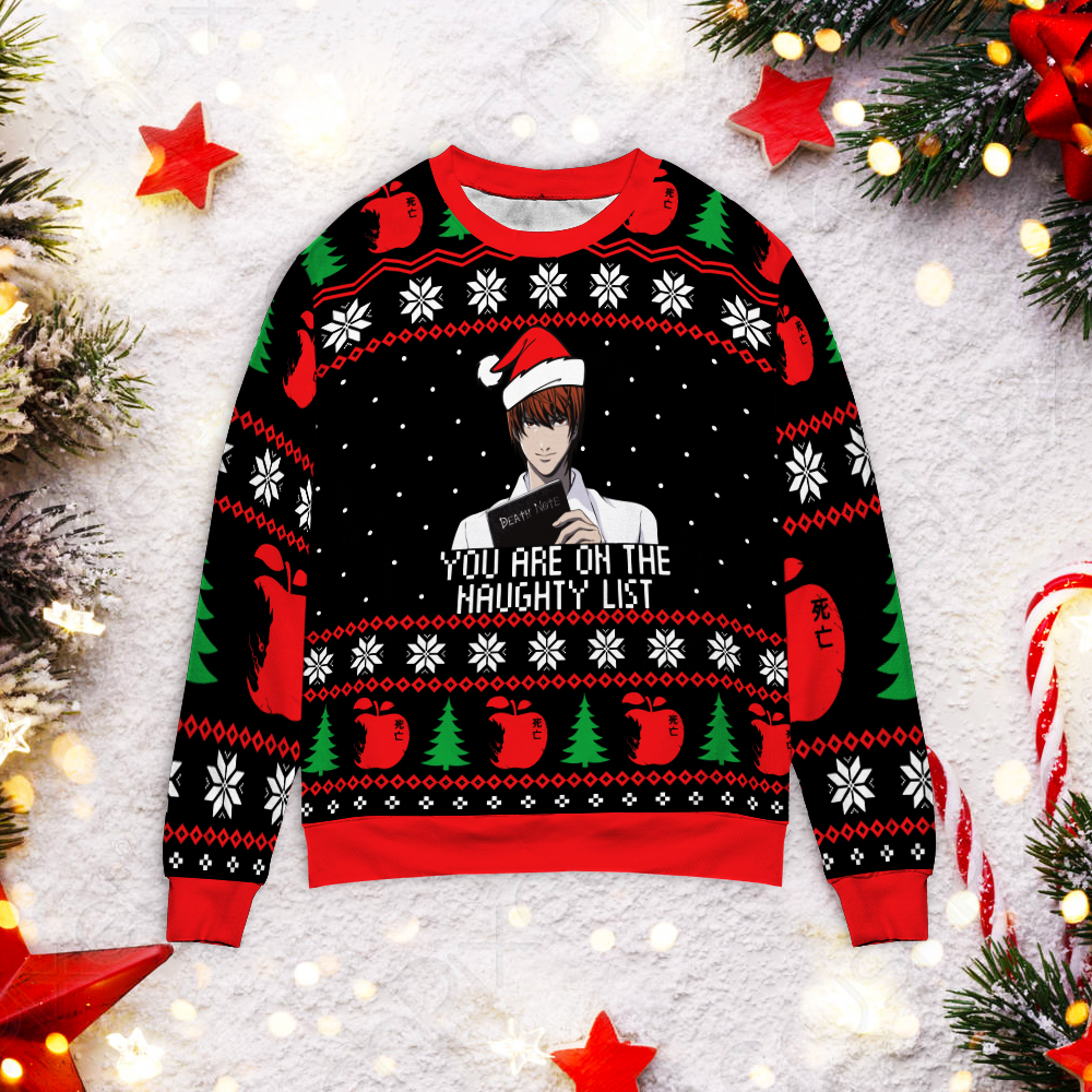 Death Note You Are On The Naughty List Christmas Sweater Death Note You Are On The Naughty List Christmas Sweater