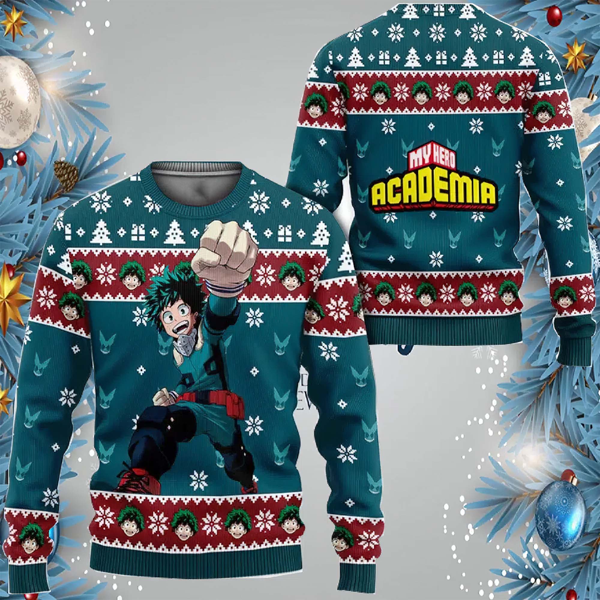 Deku Anime Ugly Christmas Sweater
