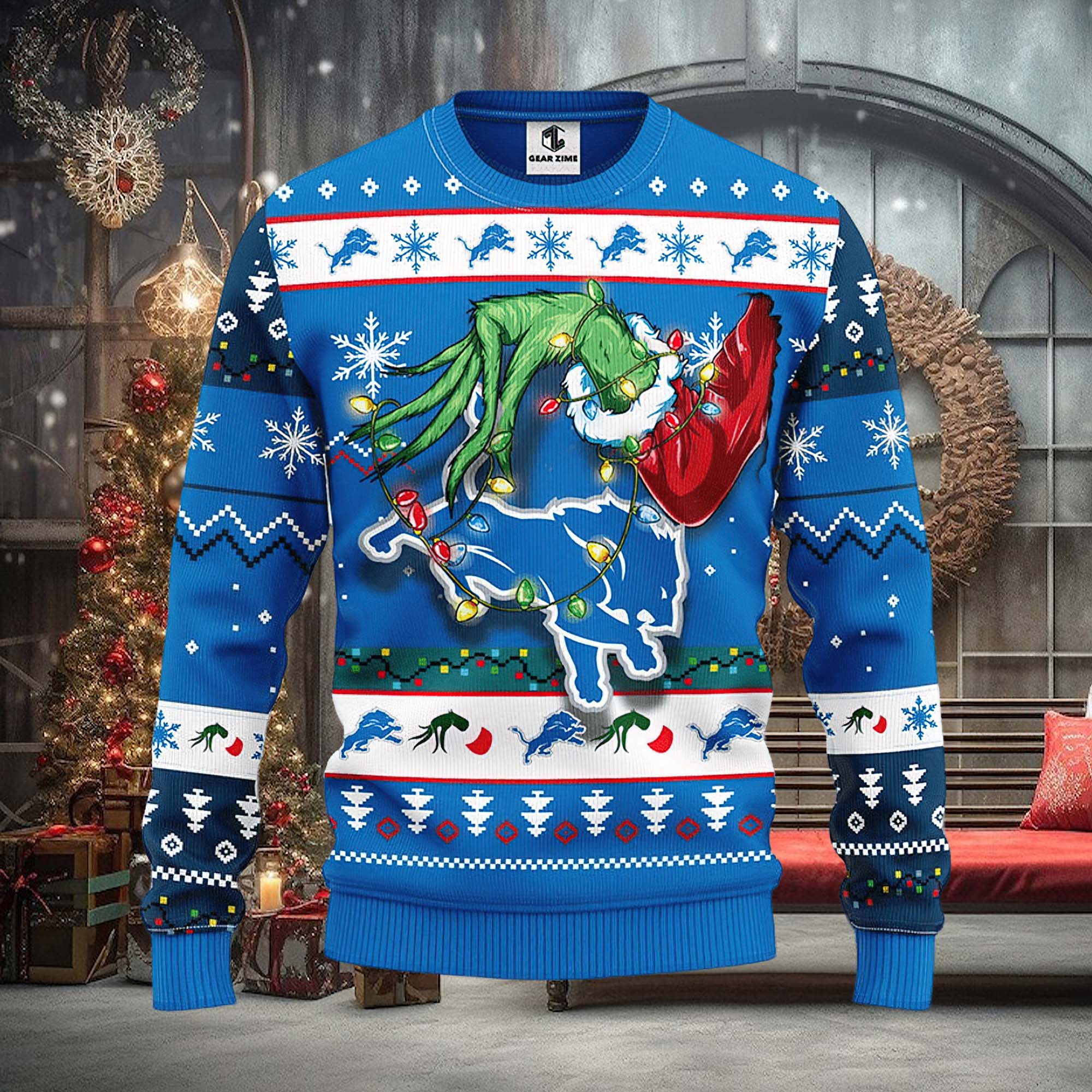 Detroit Lions Grinch Christmas Ugly Sweater Detroit Lions Grinch Christmas Ugly Sweater