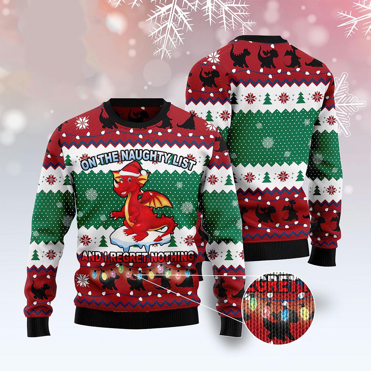 Dragon On The Naughty List Ugly Christmas Sweater Dragon On The Naughty List Ugly Christmas Sweater