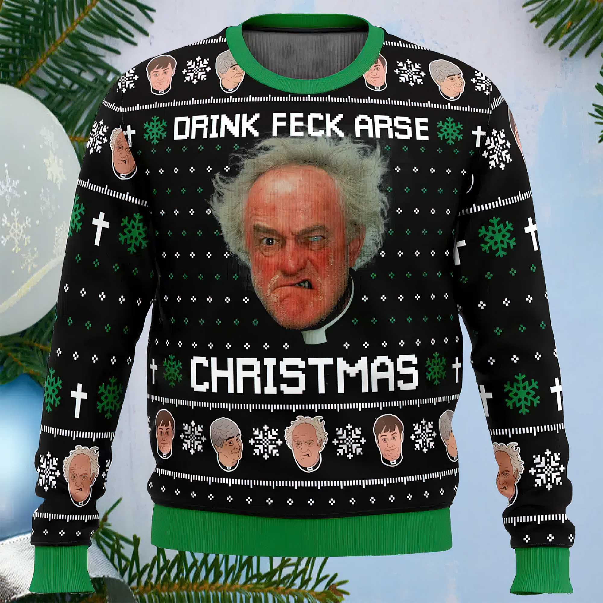 Drink Feck Arse Father Ted Ugly Christmas Sweater Drink Feck Arse Father Ted Ugly Christmas Sweater