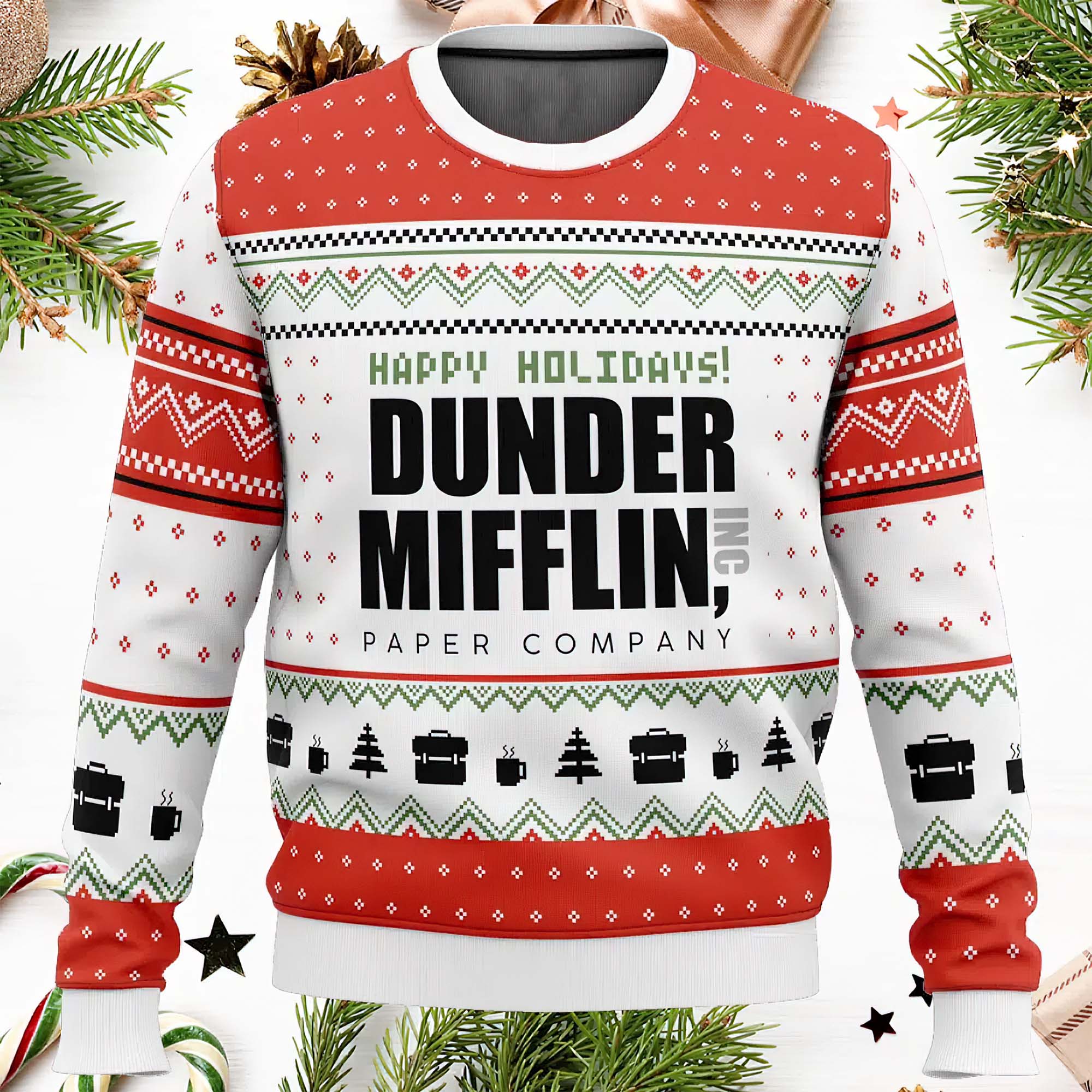 Dunder Mifflin The Office Ugly Christmas Sweater Dunder Mifflin The Office Ugly Christmas Sweater