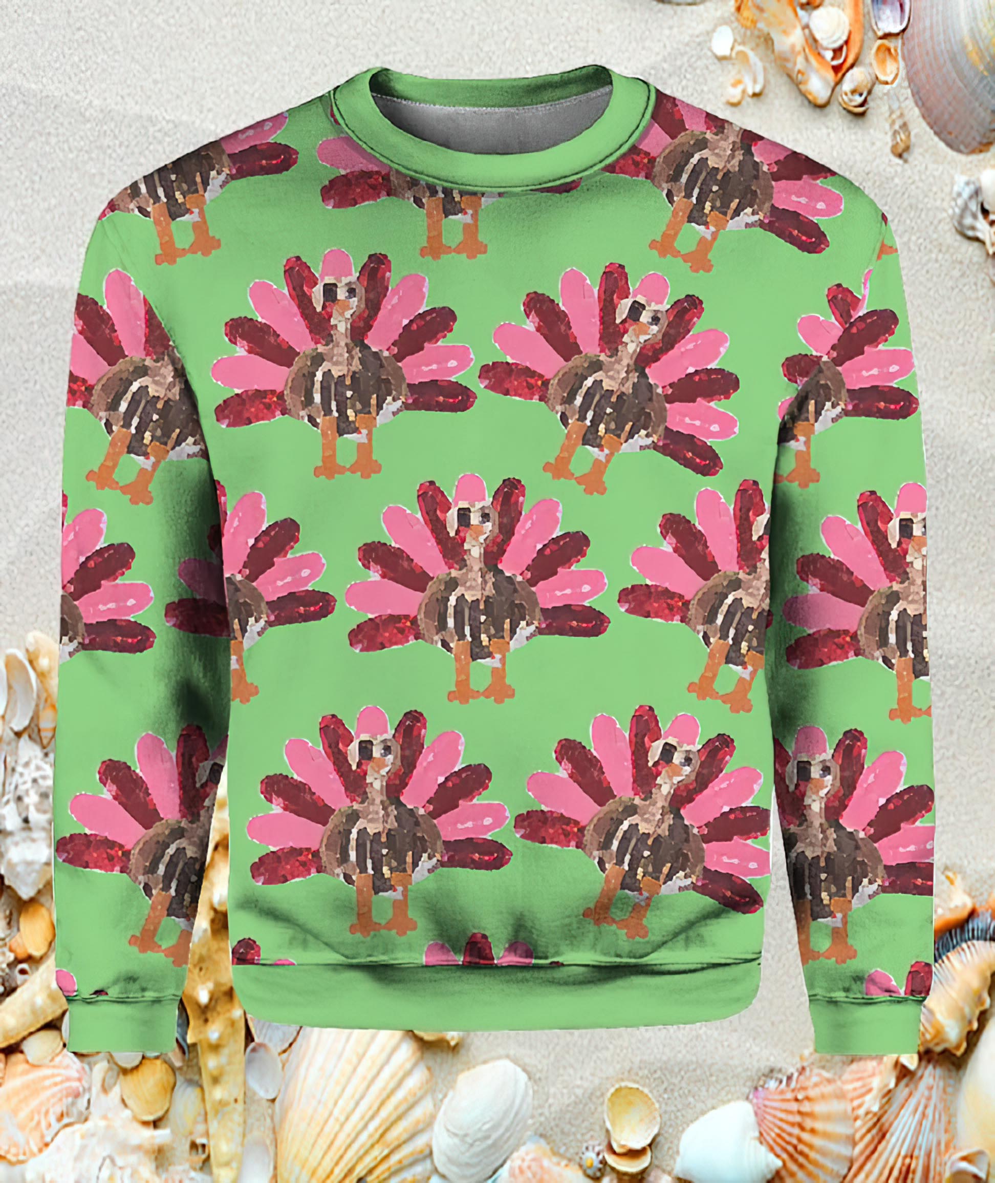 Elegant Contrasting Turkey Print Sweatshirt Elegant Contrasting Turkey Print Sweatshirt