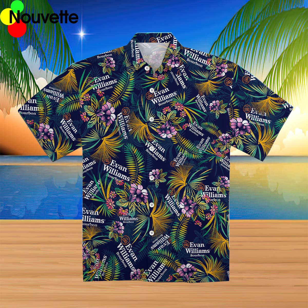 Evan Williams Bourbon Whiskey Hawaiian Shirt
