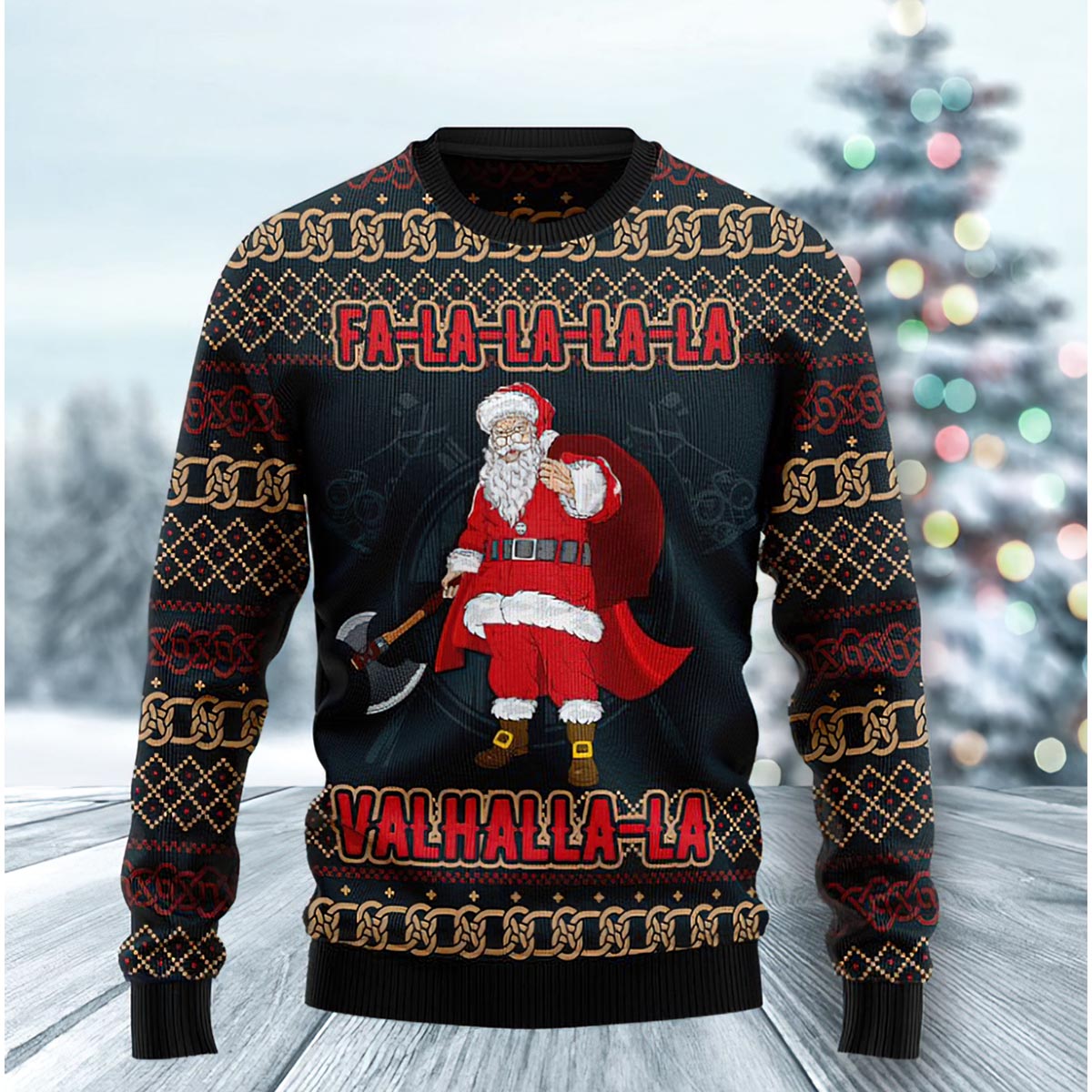 Falalalala Valhalla Santa Viking Ugly Christmas Sweater