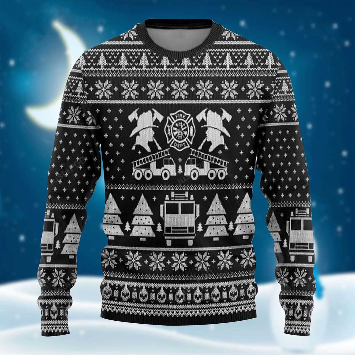 Fire Dept Firefighter Ugly Christmas Sweater Fire Dept Firefighter Ugly Christmas Sweater