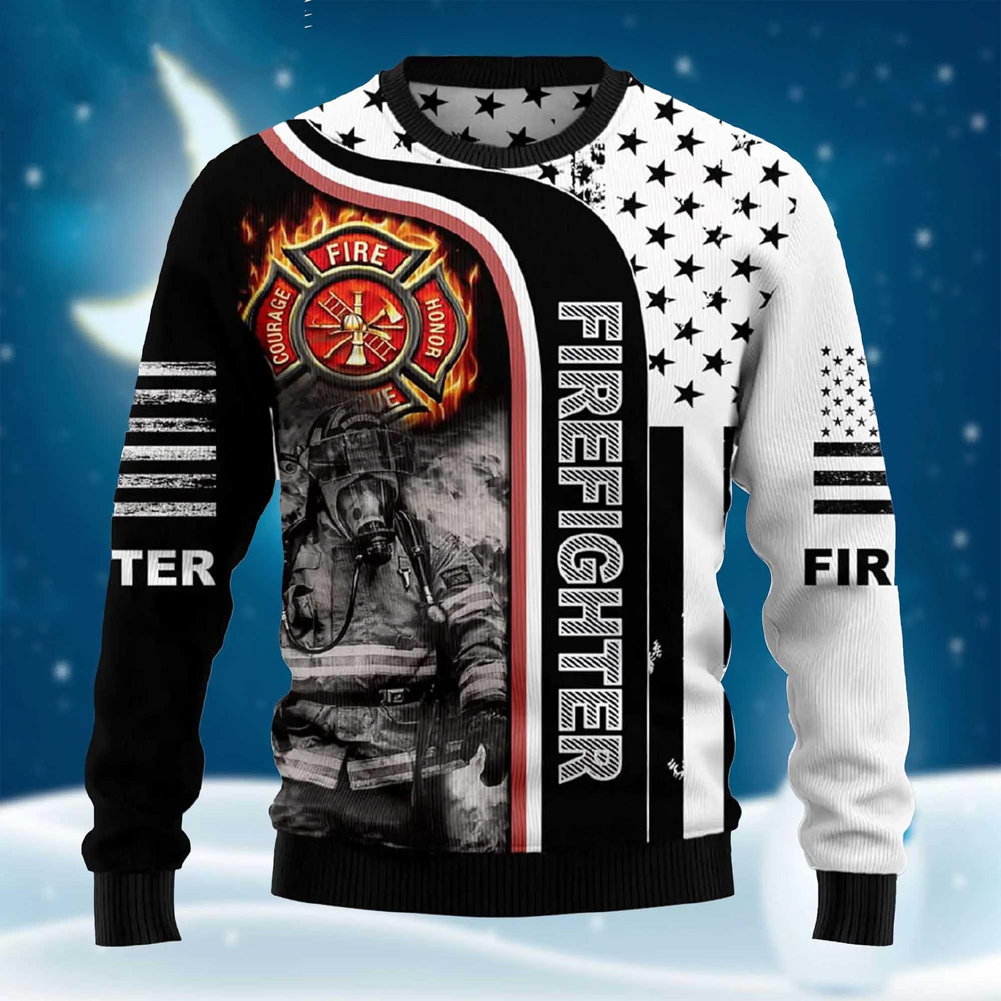 Firefighter Awesome Ugly Christmas Sweater