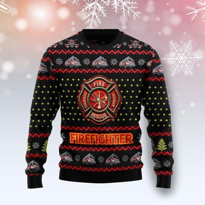 Firefighter Fire Honor Rescue Courage Christmas Sweater Firefighter Fire Honor Rescue Courage Christmas Sweater