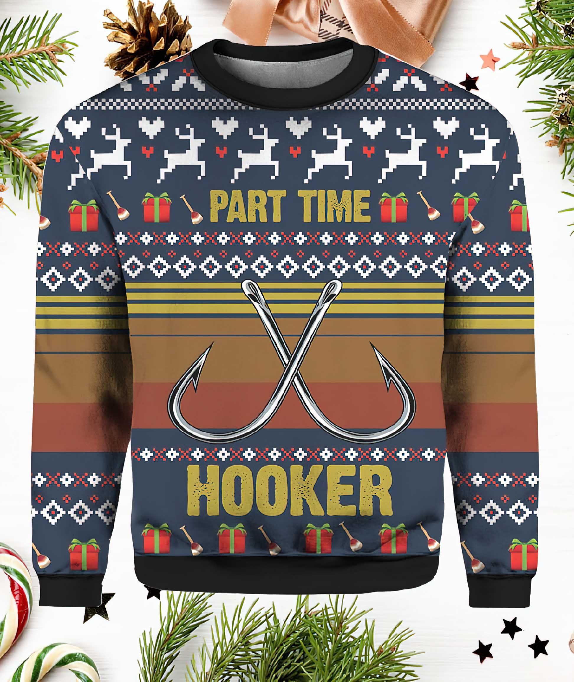 Fishing Part Time Hooker Christmas Sweater Fishing Part Time Hooker Christmas Sweater
