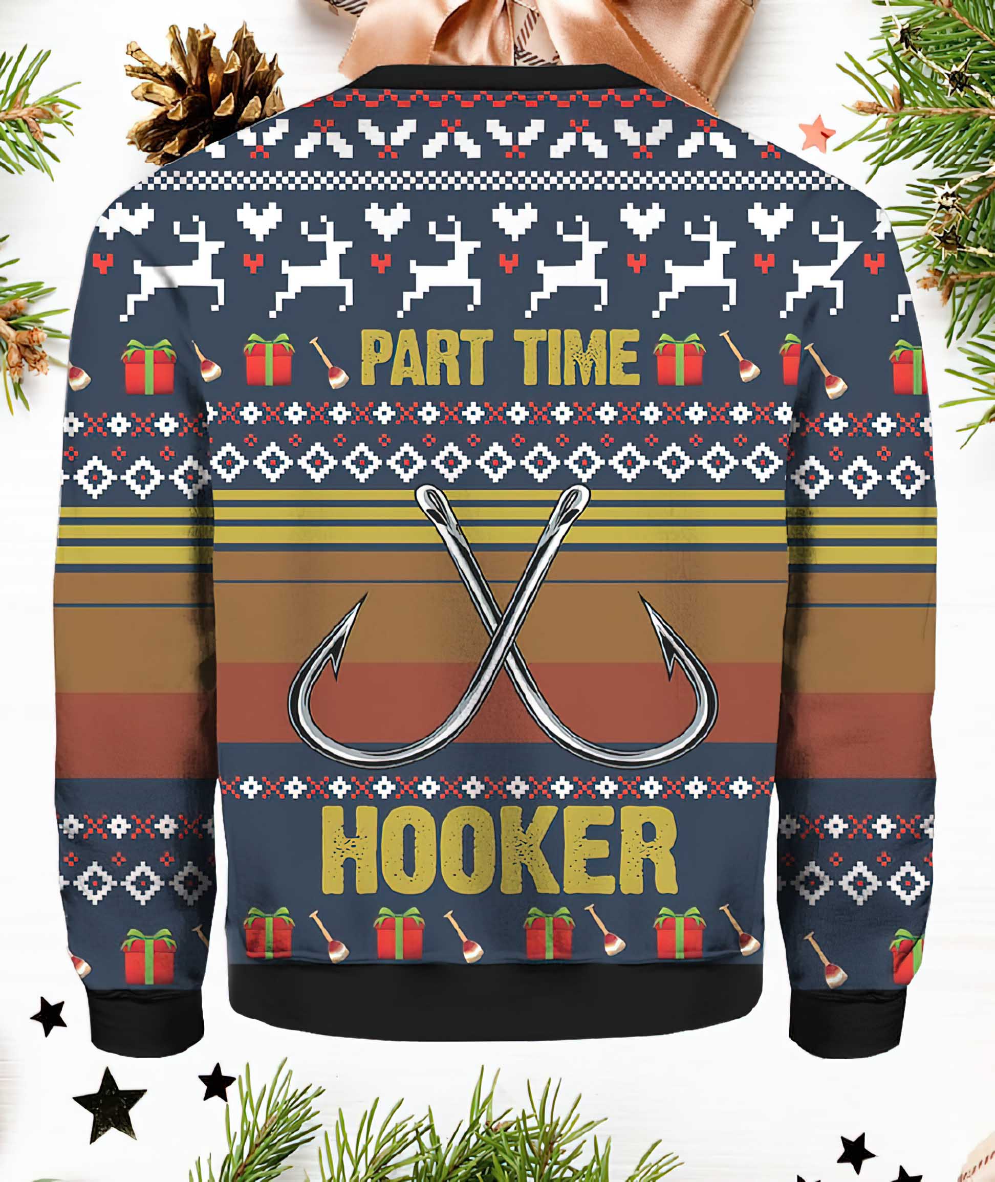 Fishing Part Time Hooker Christmas Sweater Fishing Part Time Hooker Christmas Sweater