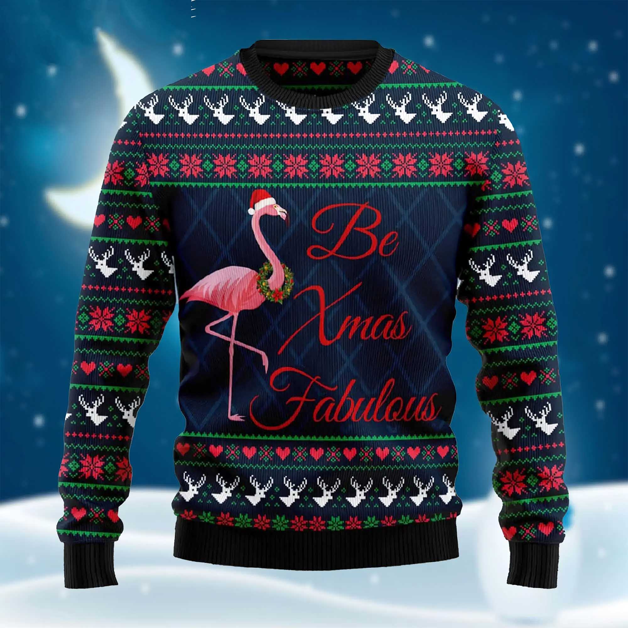 Flamingo Be Xmas Fabulous Ugly Christmas Sweater Flamingo Be Xmas Fabulous Ugly Christmas Sweater