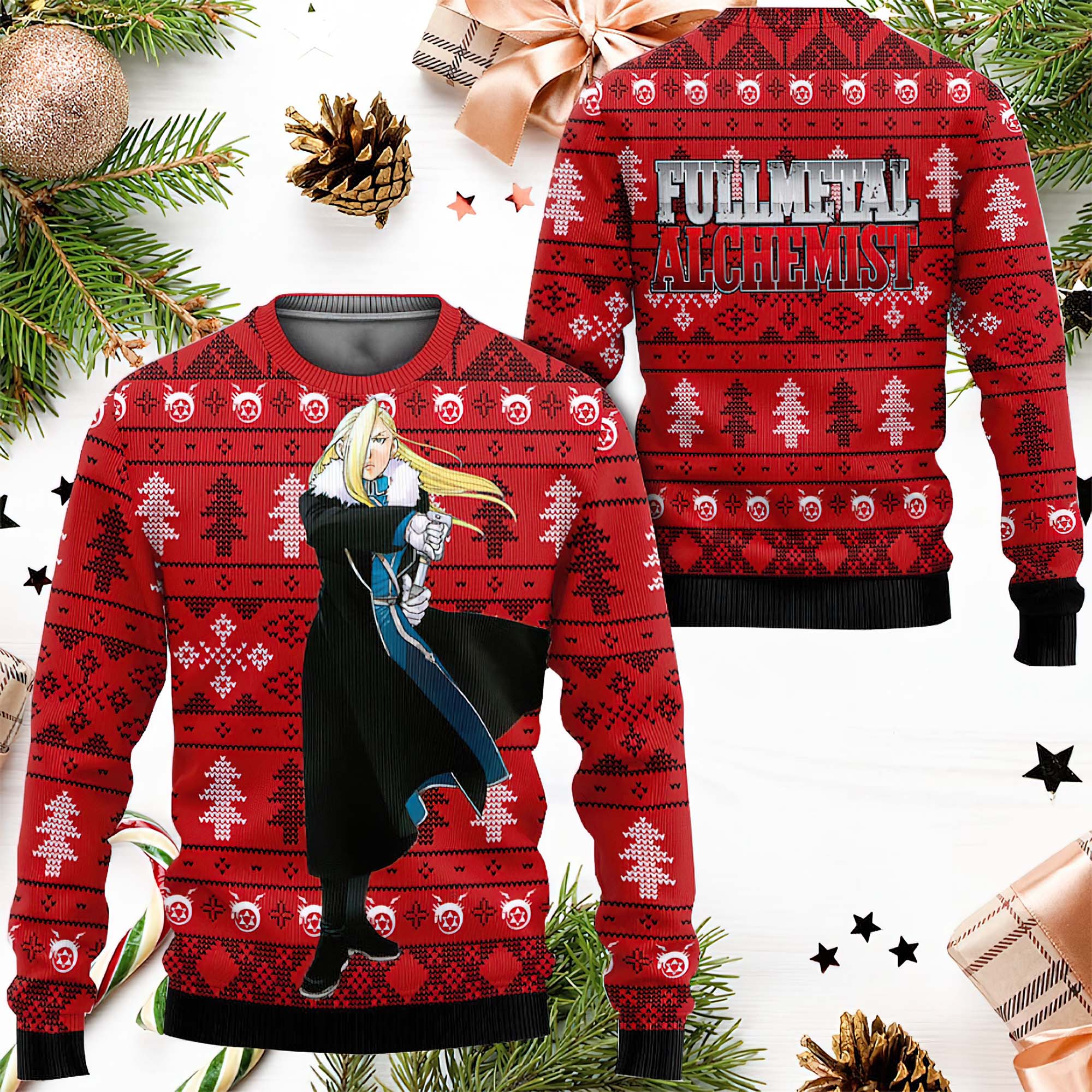 Fullmetal Alchemist Olivier Mira Armstrong Anime Ugly Christmas Sweater Fullmetal Alchemist Olivier Mira Armstrong Anime Ugly Christmas Sweater