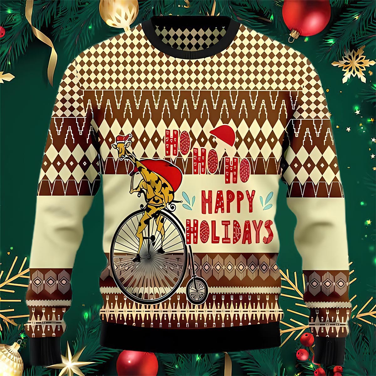 Giraffe Happy Holidays Ugly Christmas Sweater Giraffe Happy Holidays Ugly Christmas Sweater