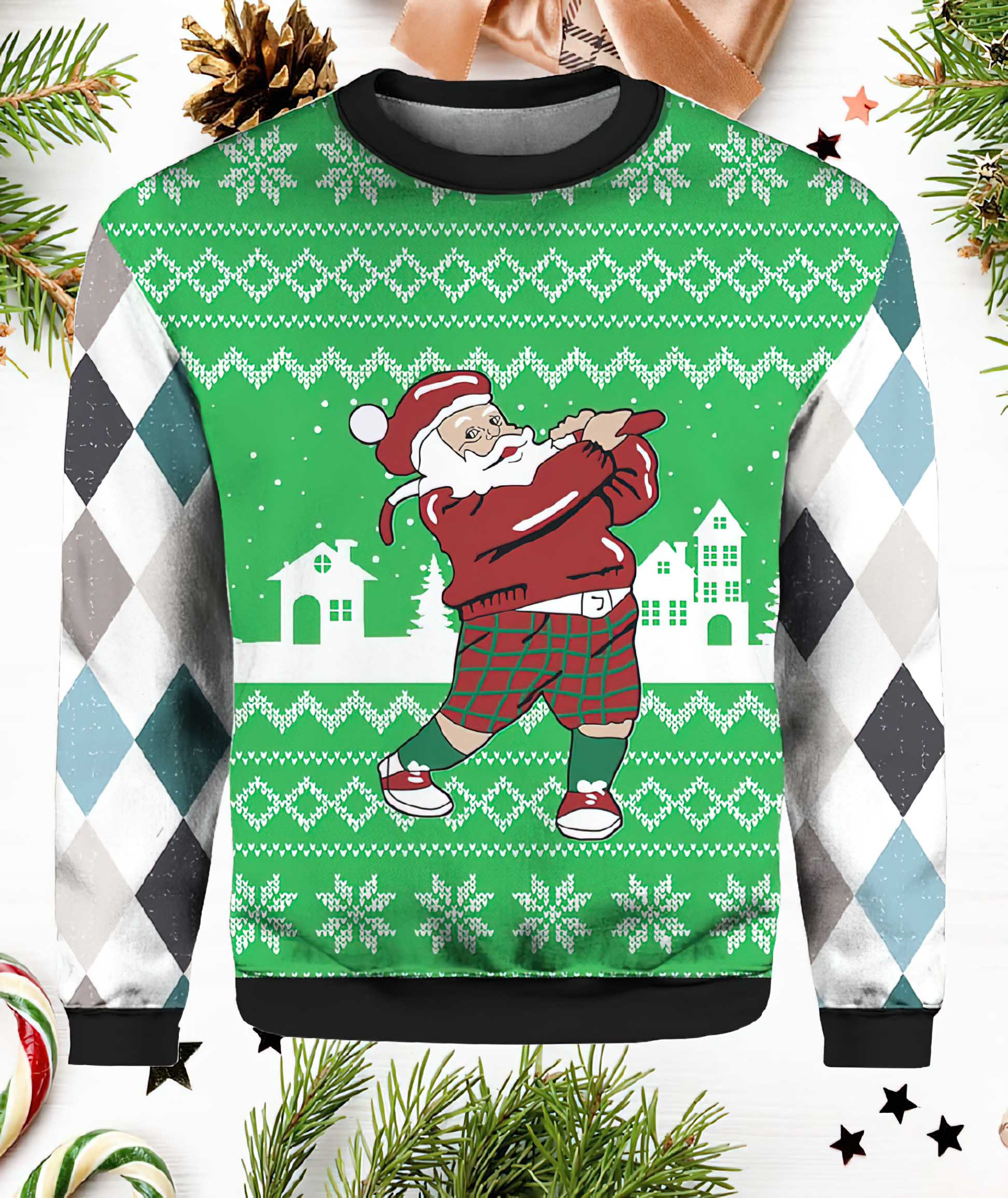Golfer Santa Ugly Christmas Sweater Golfer Santa Ugly Christmas Sweater