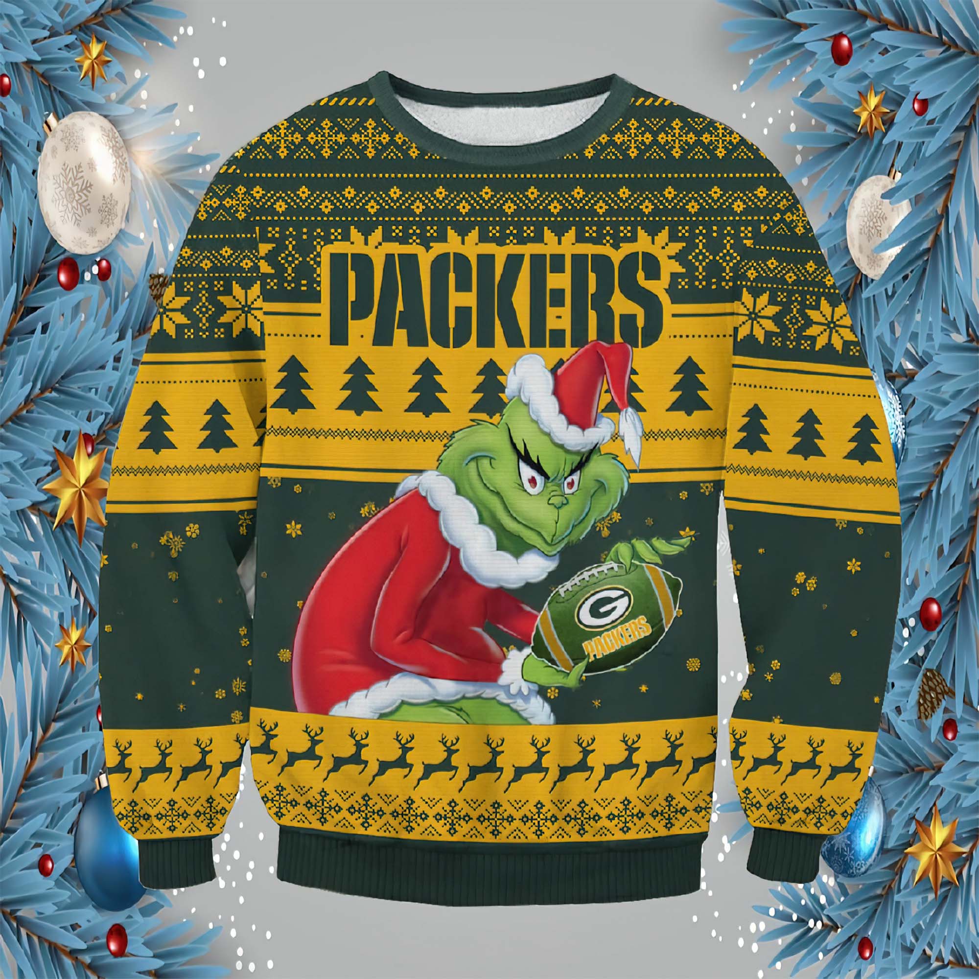 Grnch Packers Ugly Christmas Sweater