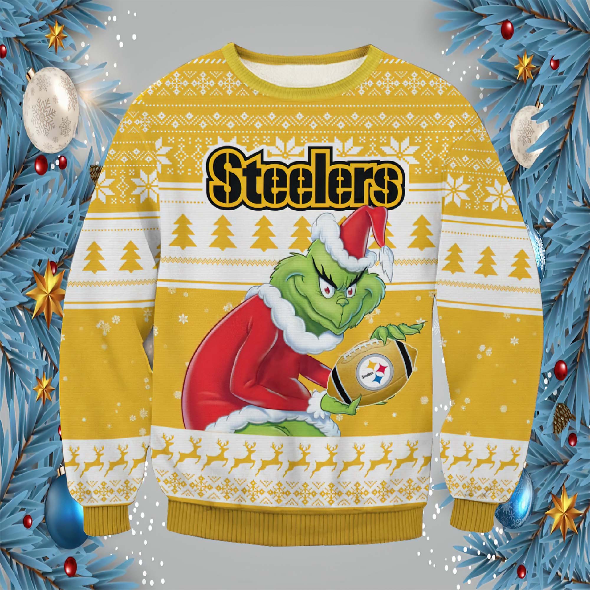 Grinch Steelers Christmas Sweater