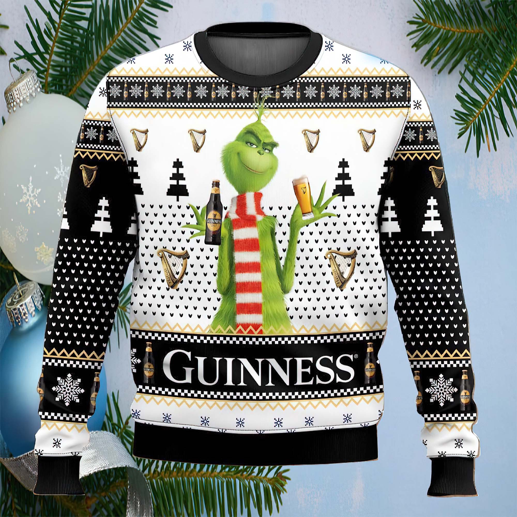 Guinness Grinch Ugly Christmas Sweater