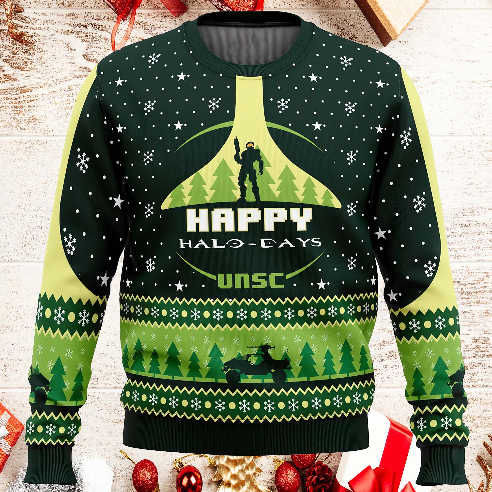 Happy Halo Days Ugly Christmas Sweater Happy Halo Days Ugly Christmas Sweater